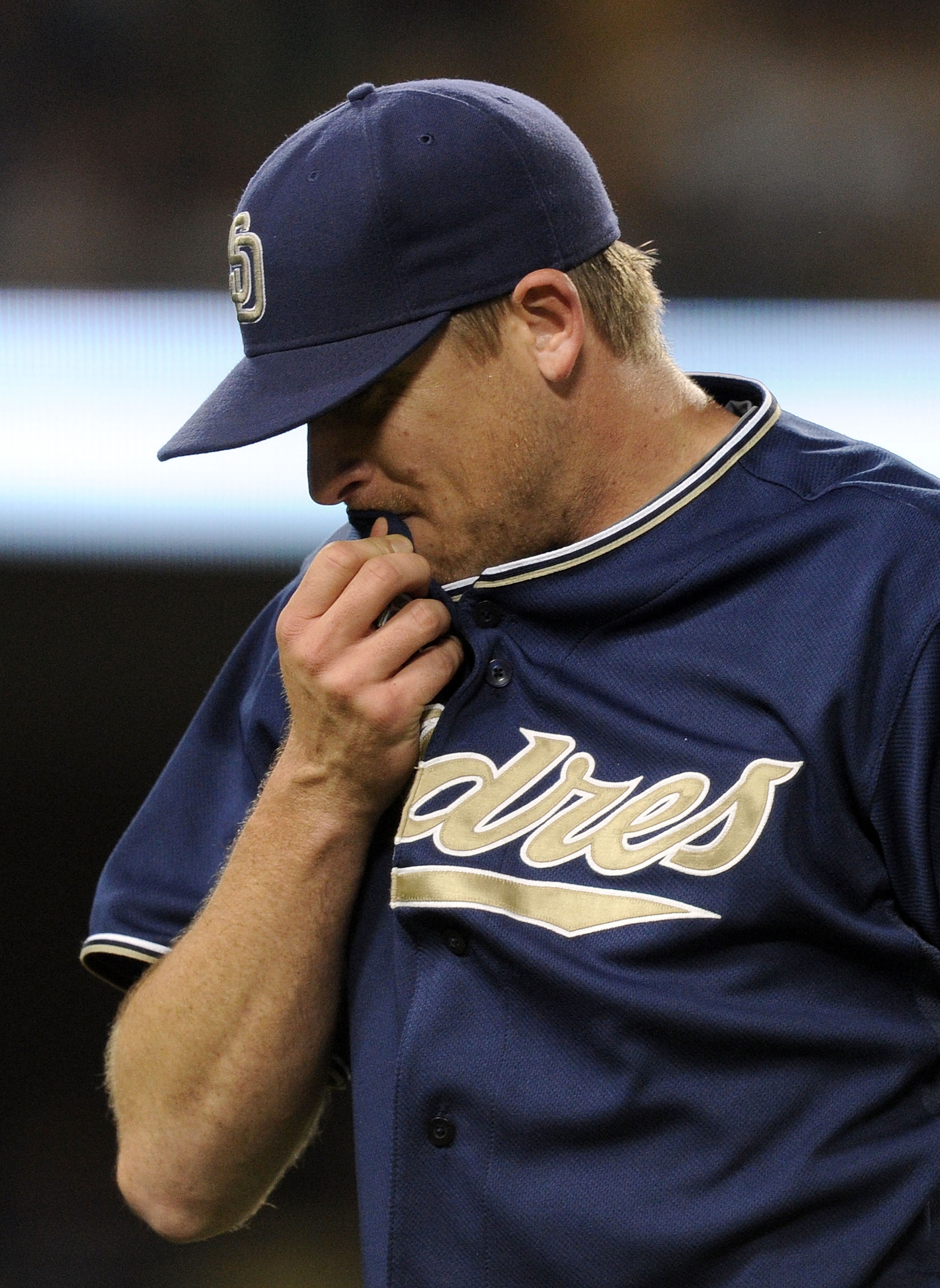 LOS ANGELES, CA - MAY 20: Kevin Correia #29 of the San Diego Padres leaves the mound after allowing three runs in the sixth inning against the Los Angeles Dodgers at Dodger Stadium on May 20, 2010 in Los Angeles, California. (Photo by Harry How/Getty Im LOS ANGELES, CA - MAY 20: Kevin Correia #29 of the San Diego Padres leaves the mound after allowing three runs in the sixth inning against the Los Angeles Dodgers at Dodger Stadium on May 20, 2010 in Los Angeles, California. (Photo by Harry How/Getty Im