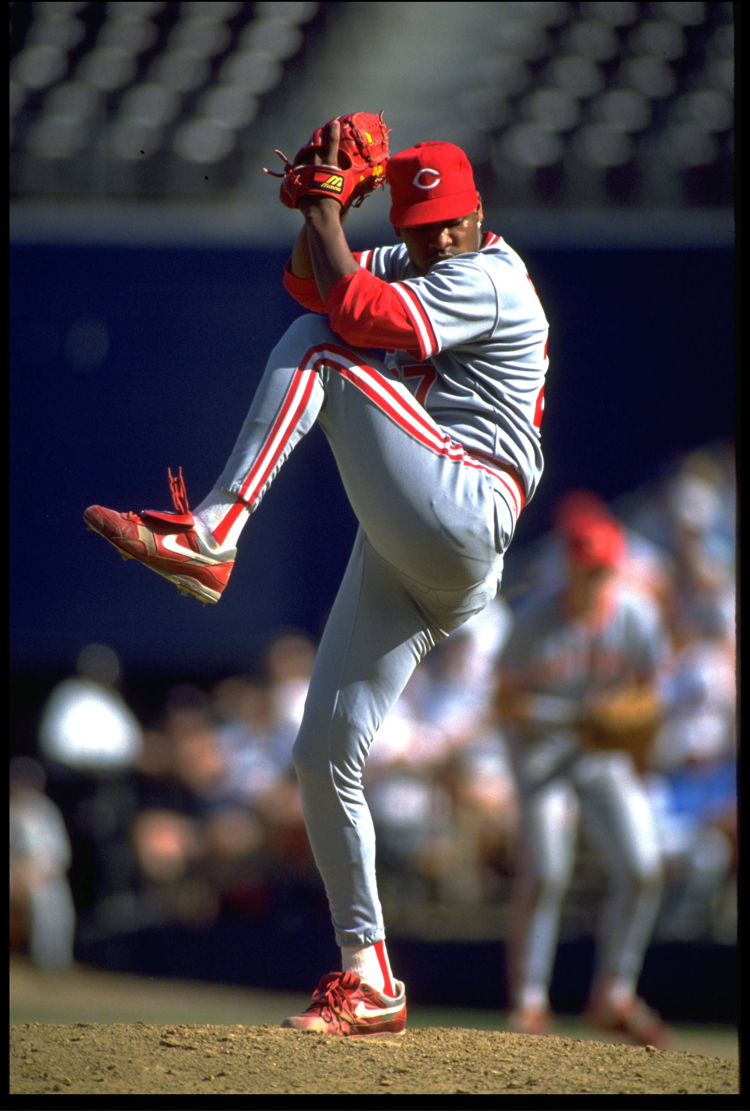 6 OCT 1991: CINCINNATI REDS PITCHER JOSE RIJO WINDS UP TO PITCH DURING THE REDS VERSUS SAN DIEGO PADRES GAME AT JACK MURPHY STADIUM IN SAN DIEGO, CALIFORNIA. MANDATORY CREDIT: STEPHEN DUNN/ALLSPORT 6 OCT 1991: CINCINNATI REDS PITCHER JOSE RIJO WINDS UP TO PITCH DURING THE REDS VERSUS SAN DIEGO PADRES GAME AT JACK MURPHY STADIUM IN SAN DIEGO, CALIFORNIA. MANDATORY CREDIT: STEPHEN DUNN/ALLSPORT