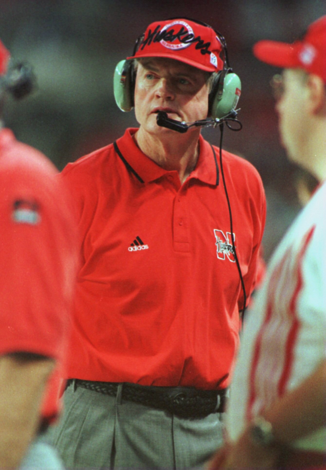 7 Dec 1996:  Head coach Tom Osborne of the University of Nebraska Cornhuskers watches the action during the first half of the inaugural Dr. Pepper Big 12 Championship game at the TWA Dome in St. Louis, Missouri.  Texas defeated Nebraska 37-27.  Mandatory