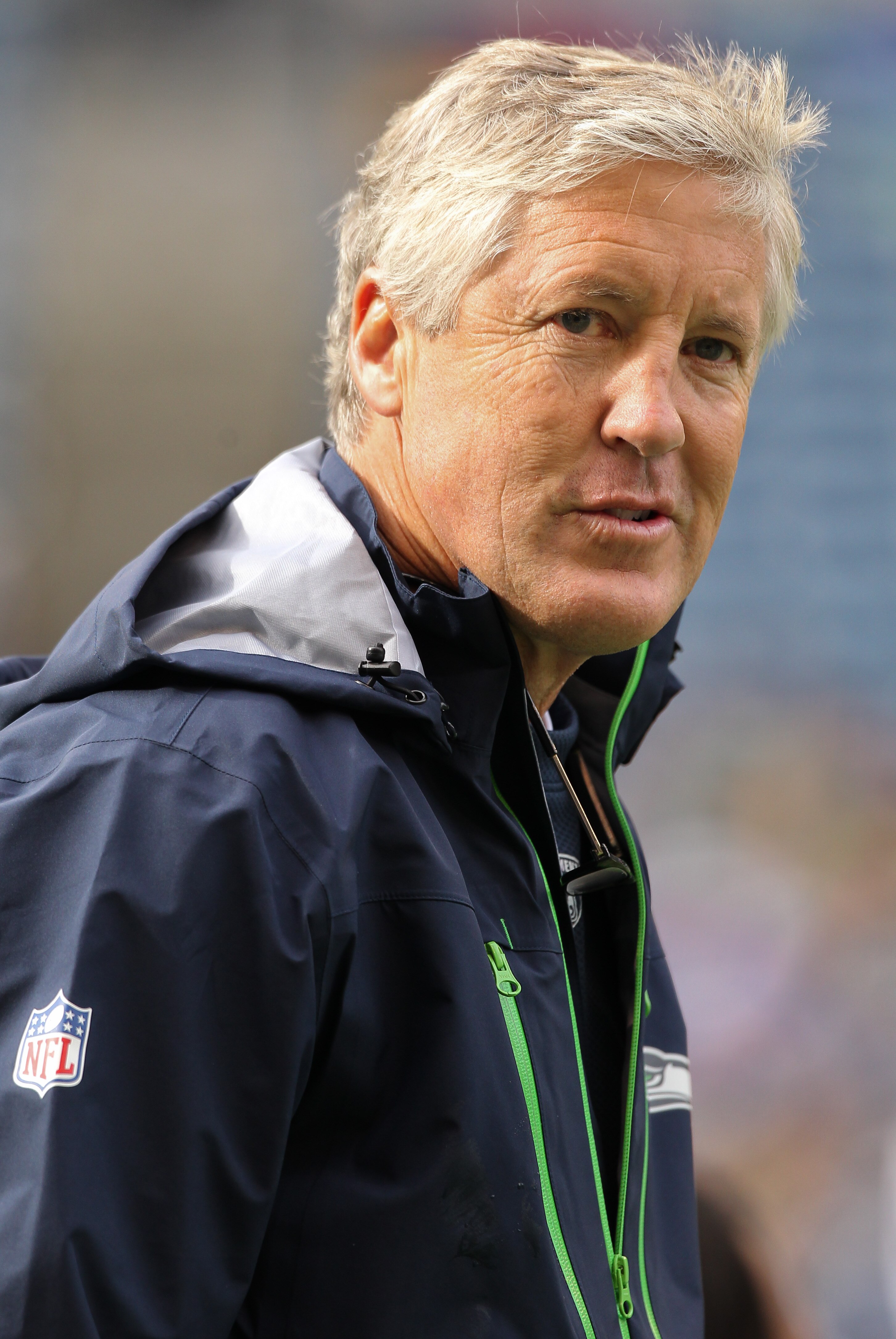 SEATTLE - OCTOBER 24:  Head coach Pete Carroll of the Seattle Seahawks looks on during warmups prior to the game against the Arizona Cardinals at Qwest Field on October 24, 2010 in Seattle, Washington. (Photo by Otto Greule Jr/Getty Images)