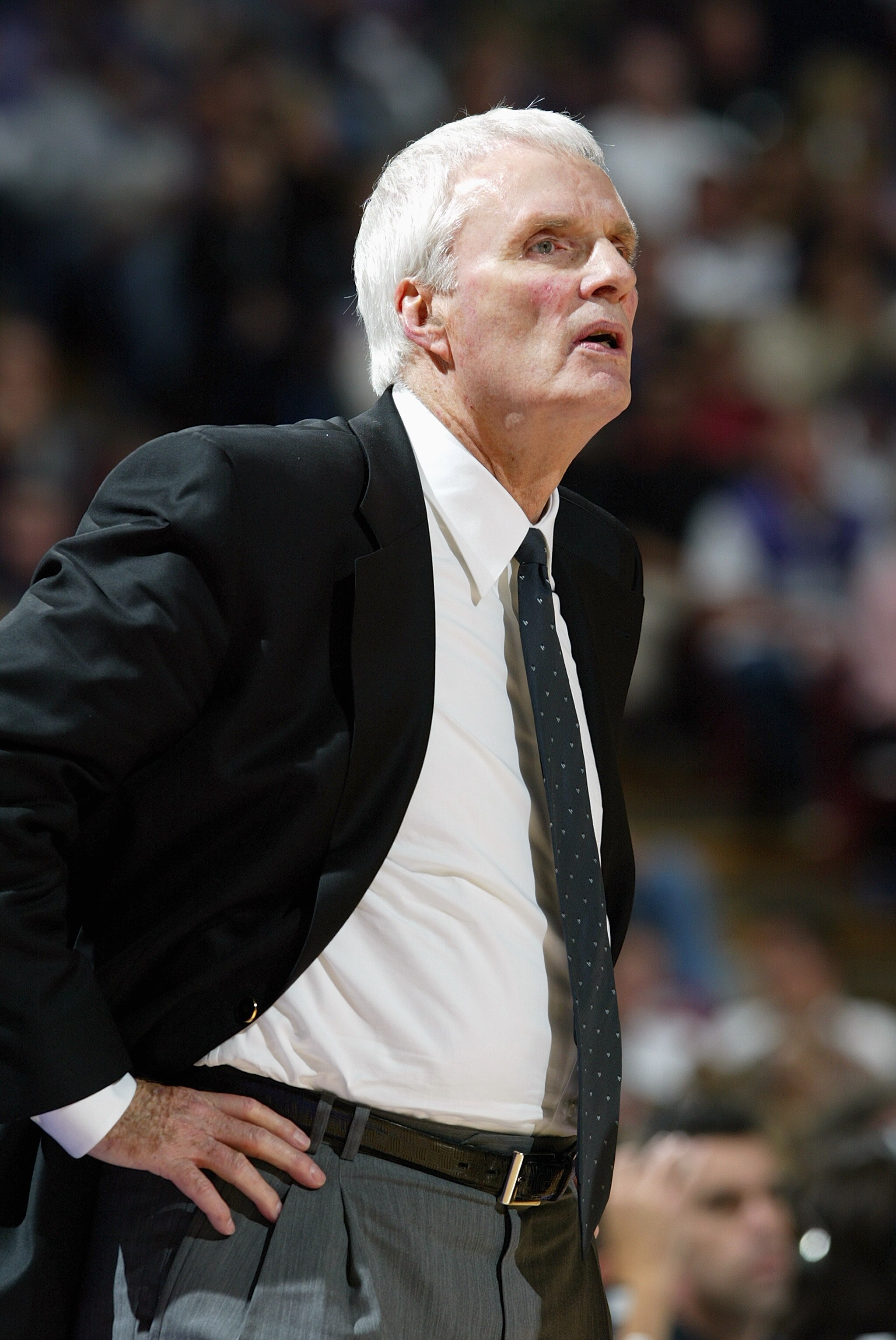 SACRAMENTO, CA -  NOVEMBER 25:  Head coach Hubie Brown of the Memphis Grizzlies watches the game against the Sacramento Kings at Arco Arena on November 25, 2003 in Sacramento, California.  The Kings won 109-89.  NOTE TO USER: User expressly acknowledges a