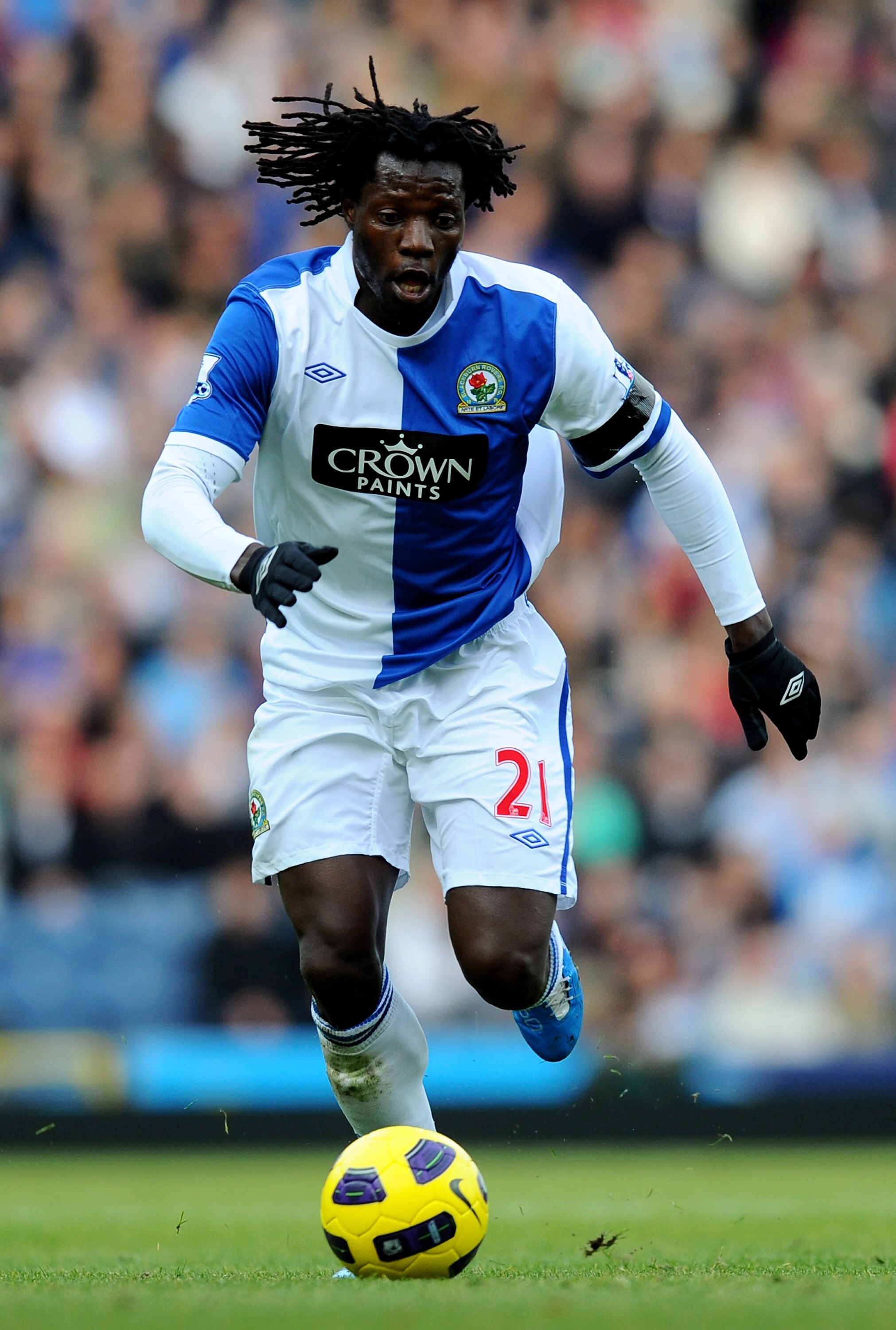 BLACKBURN, ENGLAND - OCTOBER 30:  Benjani of Blackburn Rovers in action during the Barclays Premier League match between Blackburn Rovers and Chelsea at Ewood Park on October 30, 2010 in Blackburn, England.  (Photo by Mike Hewitt/Getty Images)