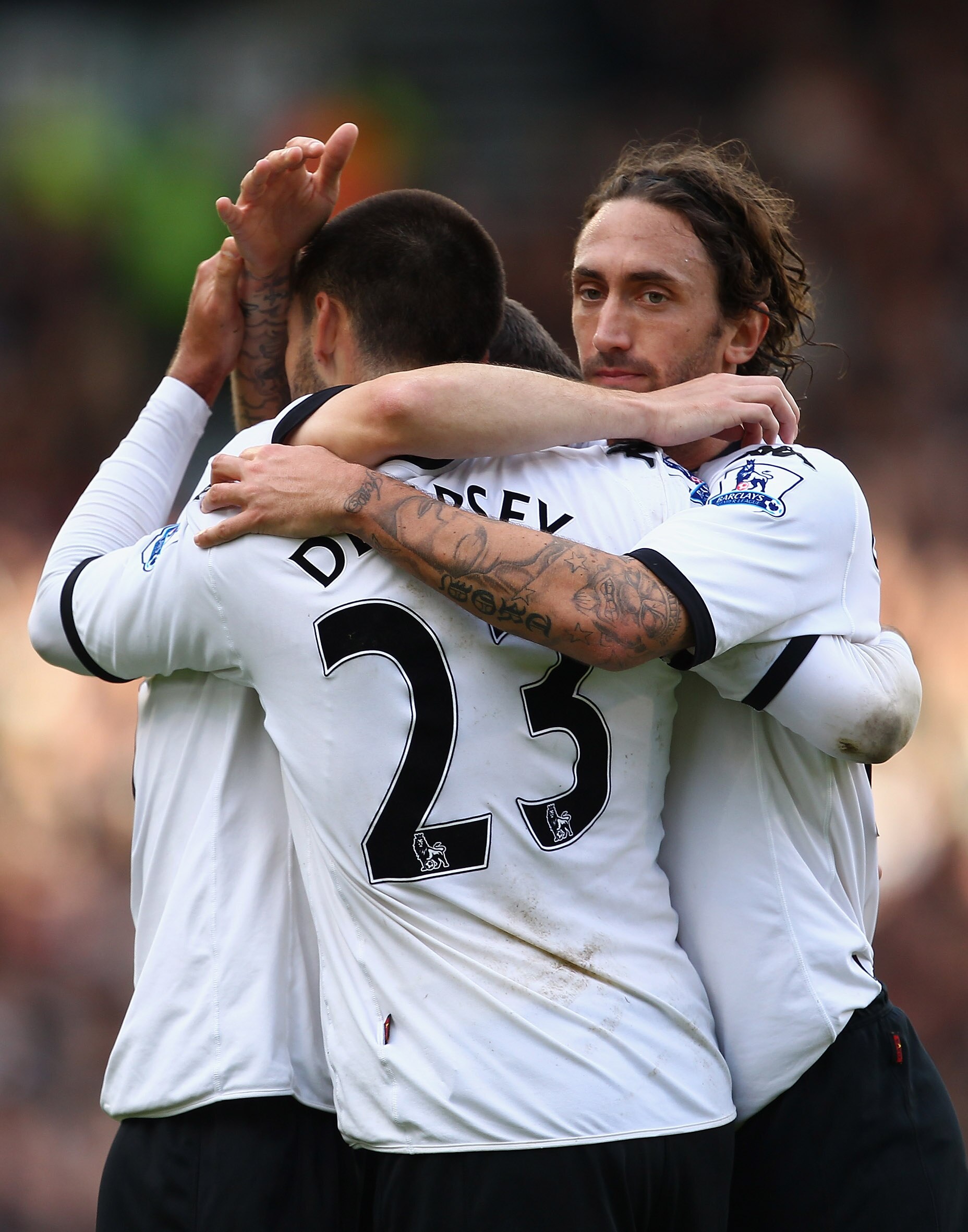 LONDON, ENGLAND - OCTOBER 30:  Clint Dempsey of Fulham celebrates scoring his second goal during the Barclays Premier League match between Fulham and Wigan Athletic at Craven Cottage on October 30, 2010 in London, England.  (Photo by Julian Finney/Getty I