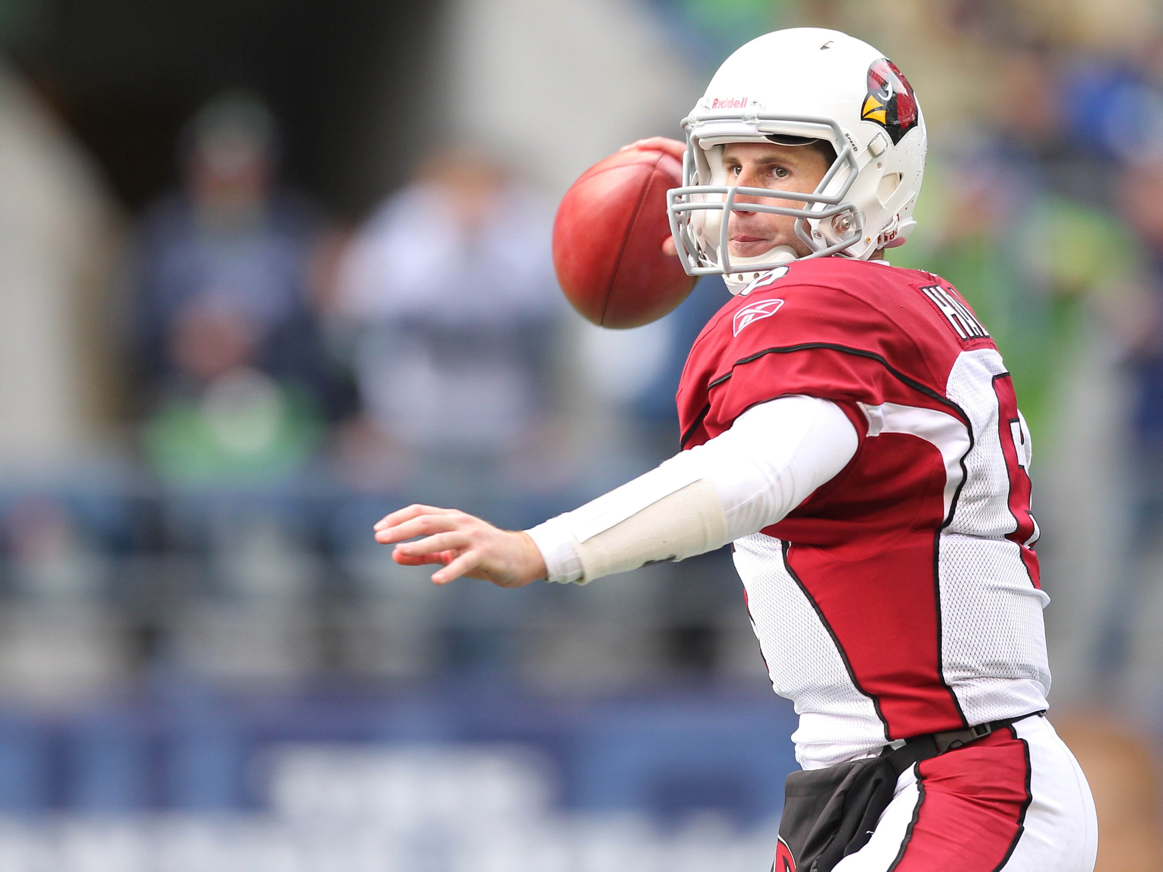 SEATTLE - OCTOBER 24:  Quarterback Max Hall #6 of the Arizona Cardinals passes against the Seattle Seahawks at Qwest Field on October 24, 2010 in Seattle, Washington. (Photo by Otto Greule Jr/Getty Images)