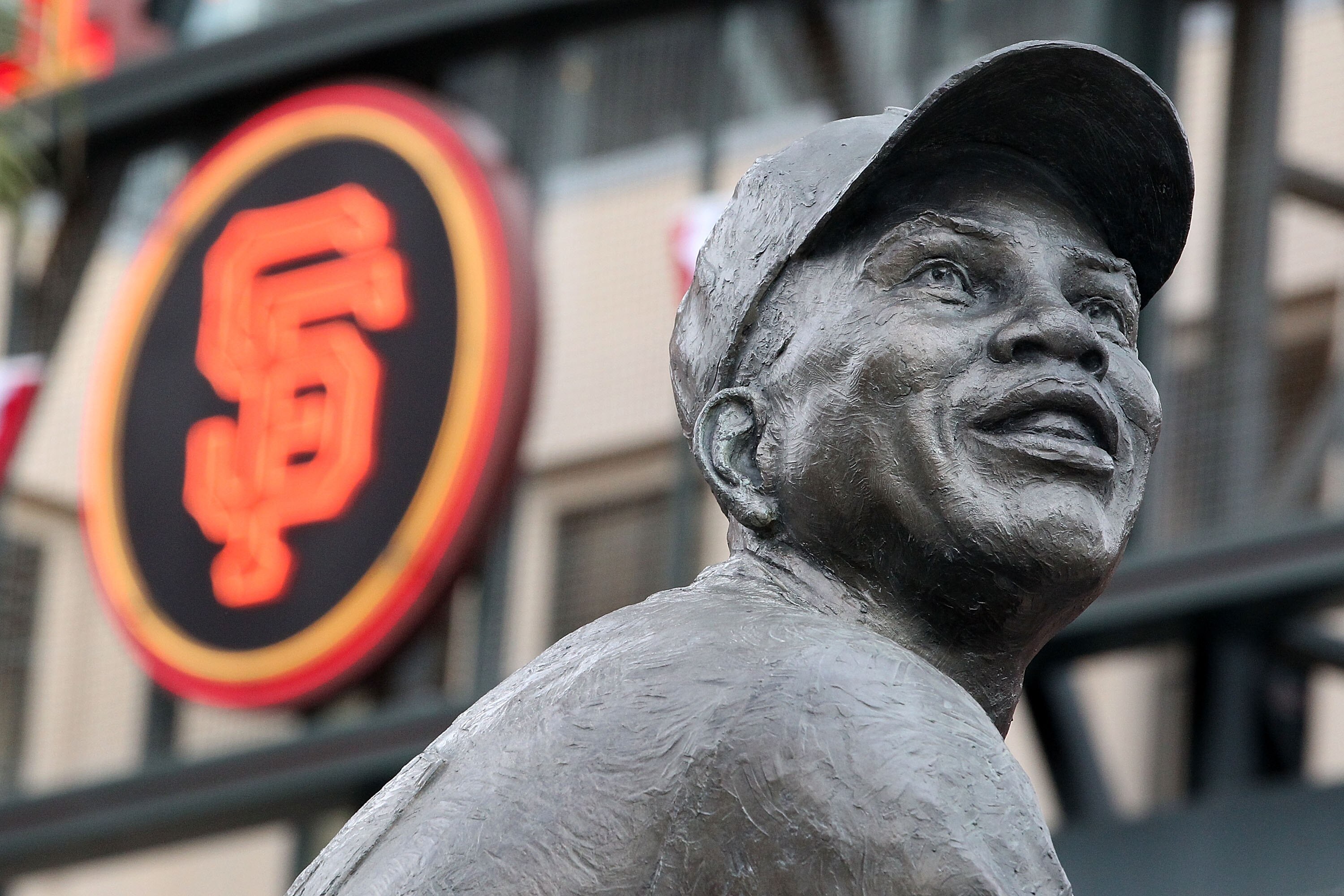 SAN FRANCISCO - OCTOBER 28:  A statue of baseball legend Willie Mays in Willie Mays Plaza before Game Two of the 2010 MLB World Series between the San Francisco Giants and the Texas Rangers at AT&T Park on October 28, 2010 in San Francisco, California.  (