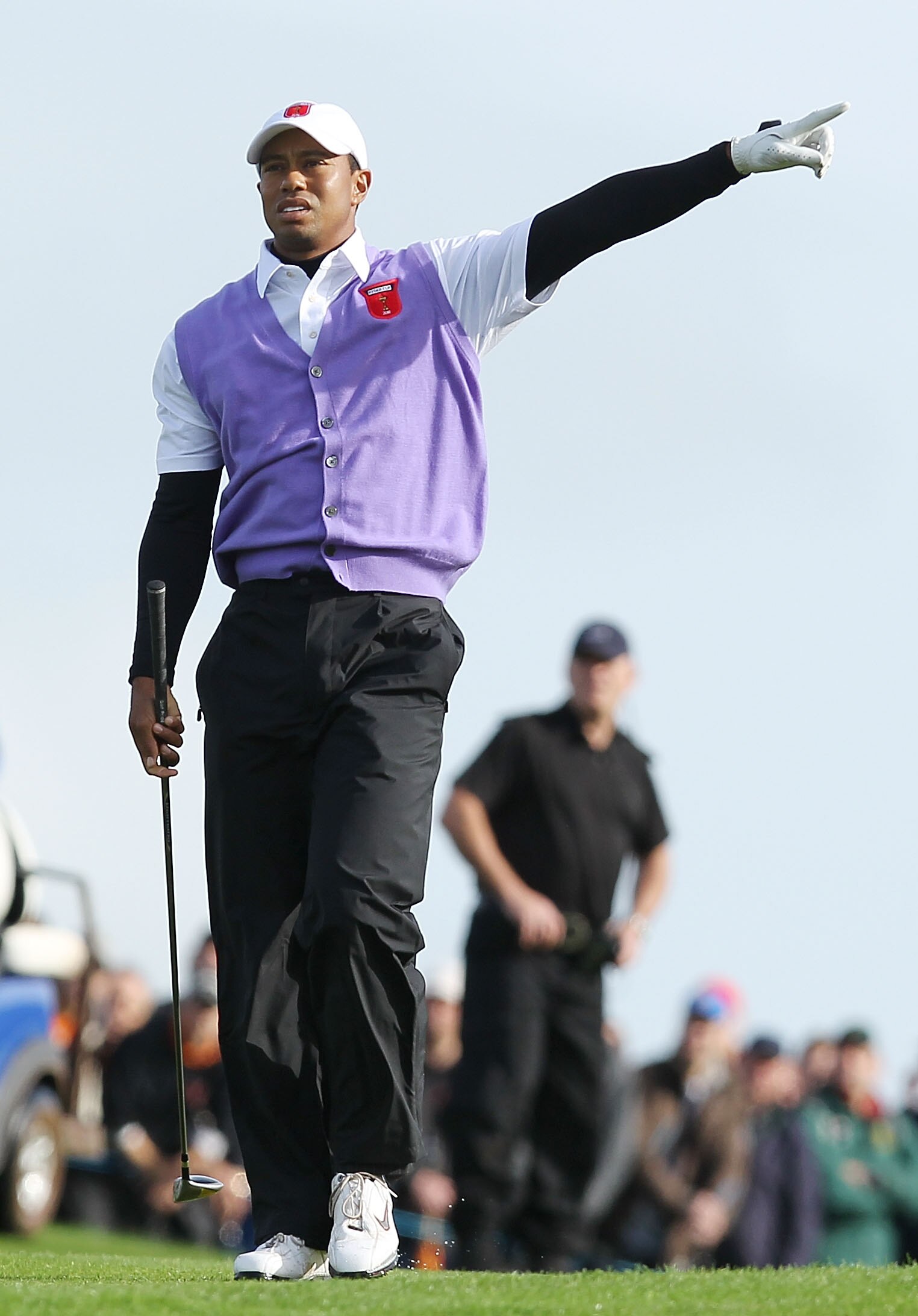 NEWPORT, WALES - OCTOBER 02:  Tiger Woods of the USA watches his second shot on the 18th hole during the rescheduled Morning Fourball Matches during the 2010 Ryder Cup at the Celtic Manor Resort on October 2, 2010 in Newport, Wales.  (Photo by Andy Lyons/