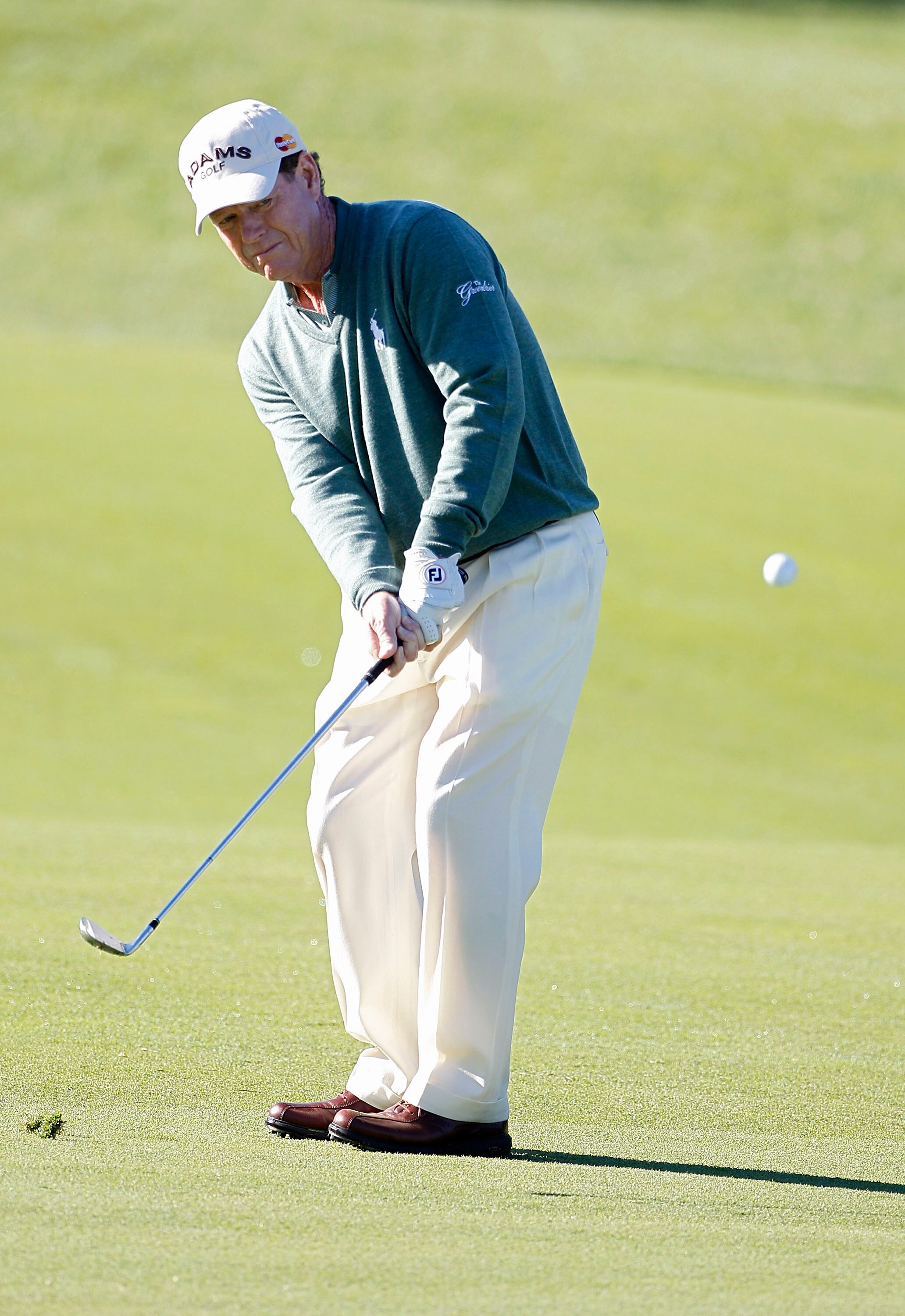 POTOMAC, MD - OCTOBER 08:  Tom Watson hits his third shot on the during the second round of the Constellation Energy Senior Players Championship held at TPC Potomac at Avenel Farm on October 8, 2010 in Potomac, Maryland.  (Photo by Michael Cohen/Getty Ima