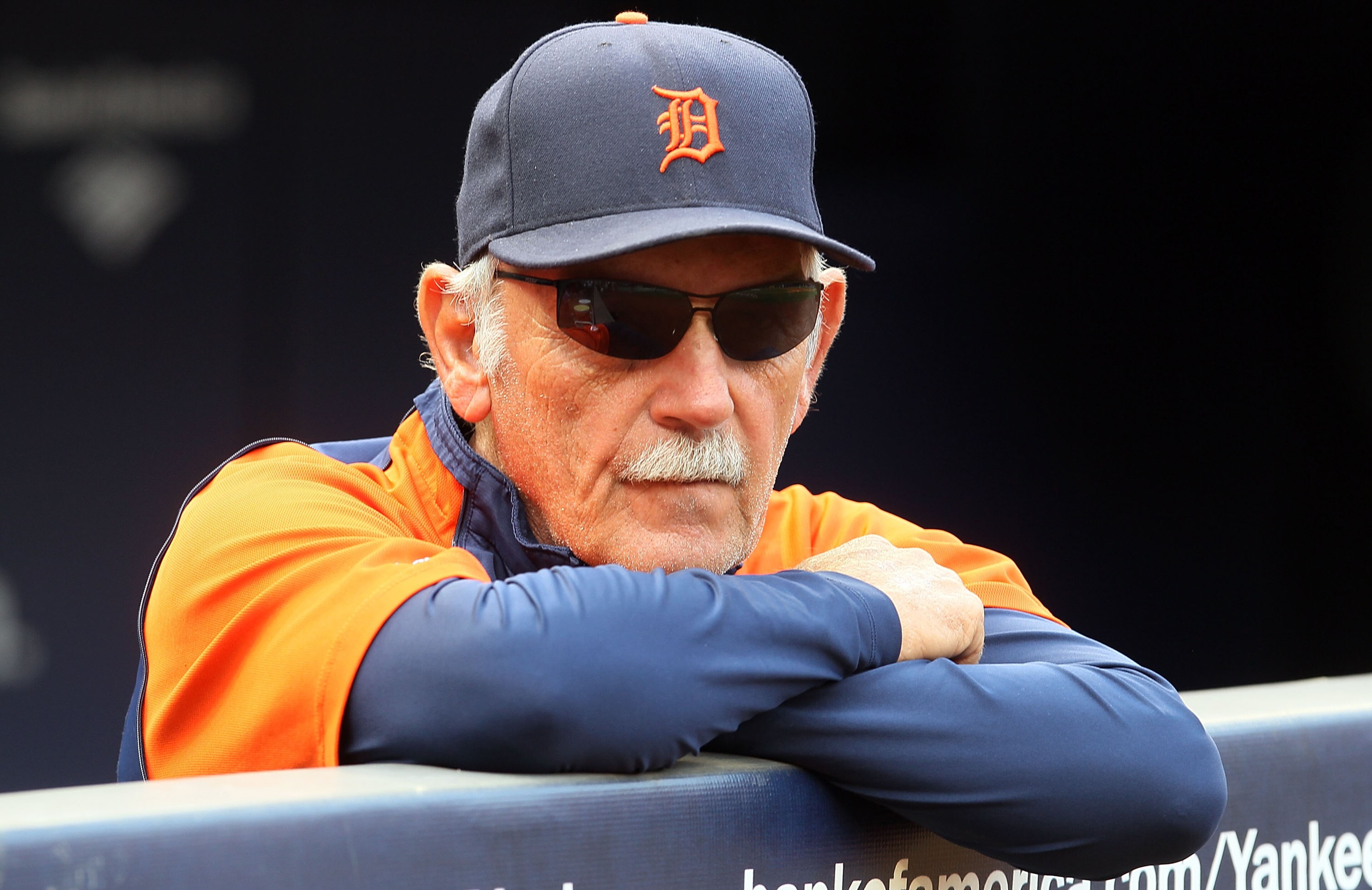 NEW YORK - AUGUST 16:  Manager Jim Leyland of the Detroit Tigers looks on during batting practice before his team plays against the New York Yankees on August 16, 2010 at Yankee Stadium in the Bronx borough of New York City.  (Photo by Jim McIsaac/Getty I