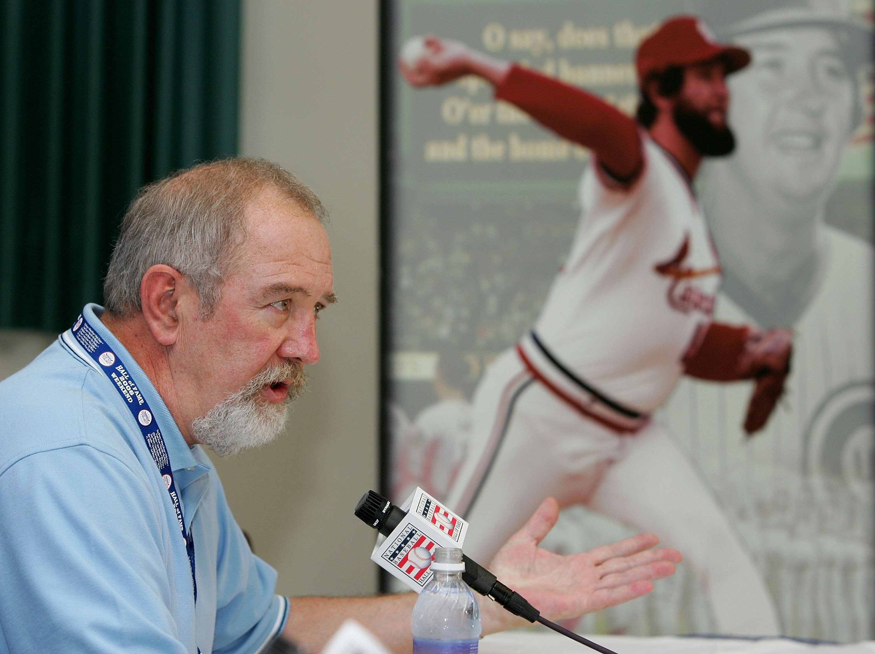 COOPERSTOWN, NY - JULY 29:  2006 Hall of Fame inductee Bruce Sutter speaks to the media during a press conference at Bassett Hall during the Baseball Hall of Fame induction weekend on July 29, 2006 in Cooperstown, New York.  (Photo by Jim McIsaac/Getty Im