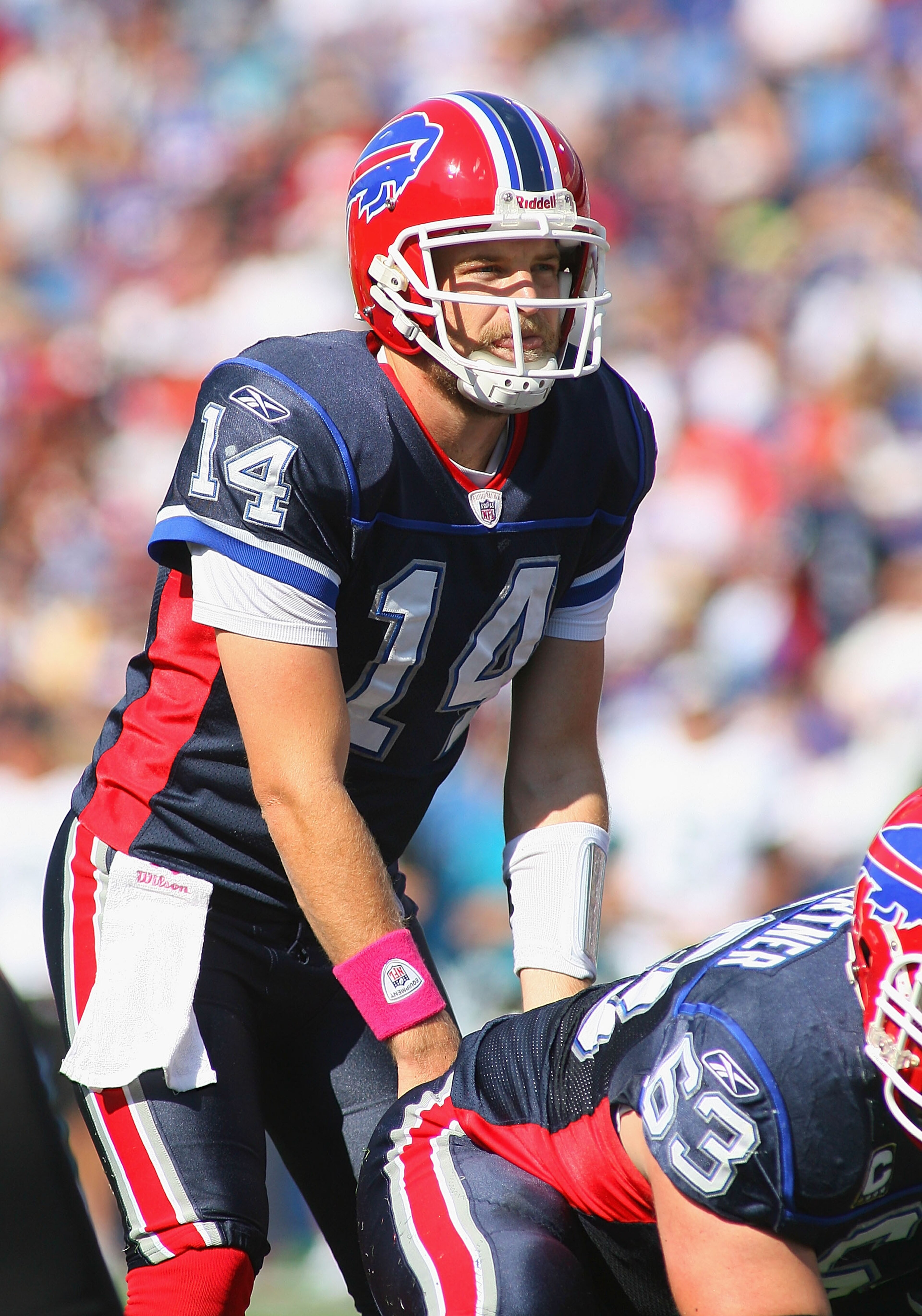 ORCHARD PARK, NY - OCTOBER 10: Ryan Fitzpatrick #14 of the Buffalo Bills gets ready to take the snap agaisnt the Jacksonville Jaguars at Ralph Wilson Stadium on October 10, 2010 in Orchard Park, New York. Jacksonville won 36-26. (Photo by Rick Stewart/Get ORCHARD PARK, NY - OCTOBER 10: Ryan Fitzpatrick #14 of the Buffalo Bills gets ready to take the snap agaisnt the Jacksonville Jaguars at Ralph Wilson Stadium on October 10, 2010 in Orchard Park, New York. Jacksonville won 36-26. (Photo by Rick Stewart/Get