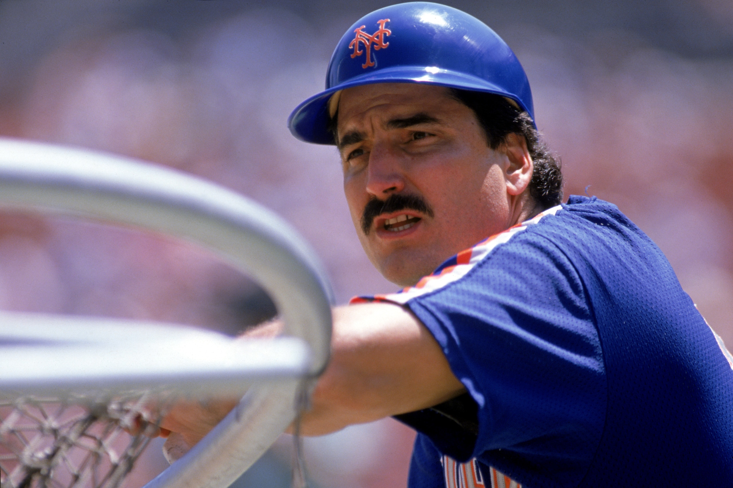 1989:  Keith Hernandez of the New York Mets looks on during batting practice before a game in the 1989 season. ( Photo by: Stephen Dunn/Getty Images)