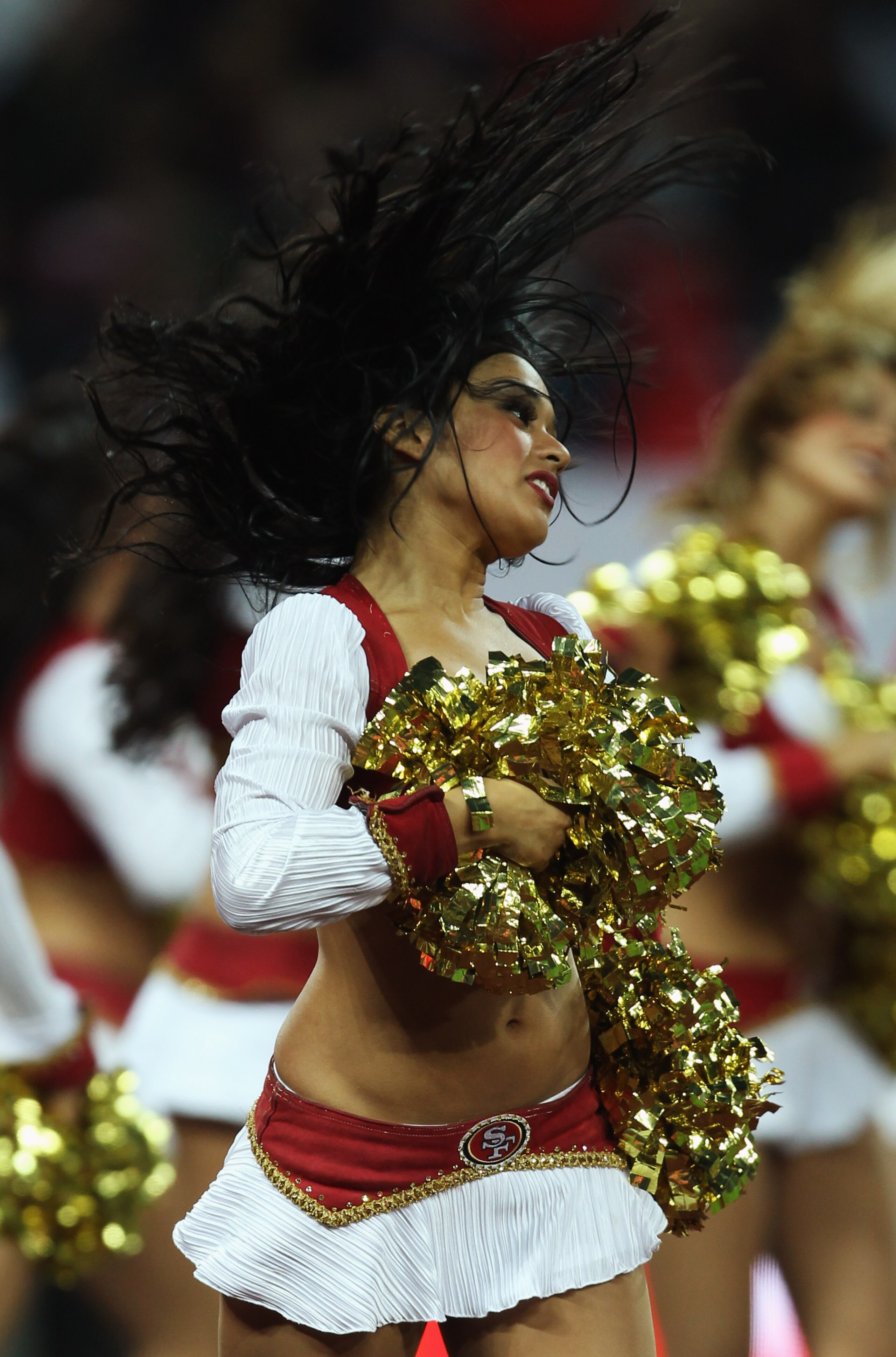 LONDON, ENGLAND - OCTOBER 31:  San Francisco 49ers cheerleaders entertain the crowd prior to the NFL International Series match between Denver Broncos and San Francisco 49ers at Wembley Stadium on October 31, 2010 in London, England. This is the fourth oc