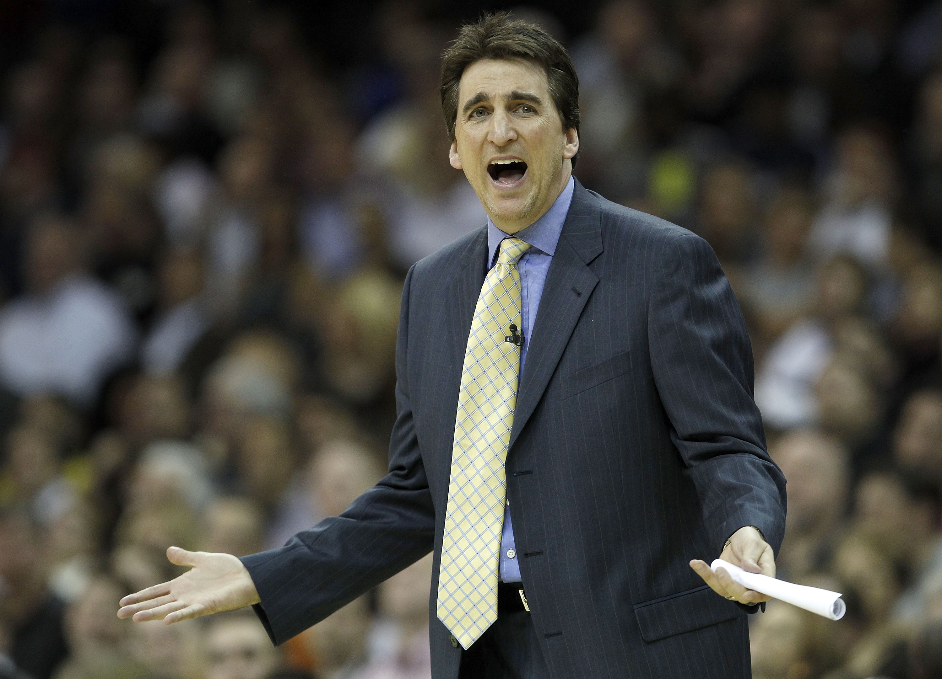 CLEVELAND - APRIL 27:  Head coach Vinny Del Negro of the Chicago Bulls reacts after a foul call while playing the Cleveland Cavaliers in Game Five of the Eastern Conference Quarterfinals during the 2010 NBA Playoffs at Quicken Loans Arena on April 27, 201