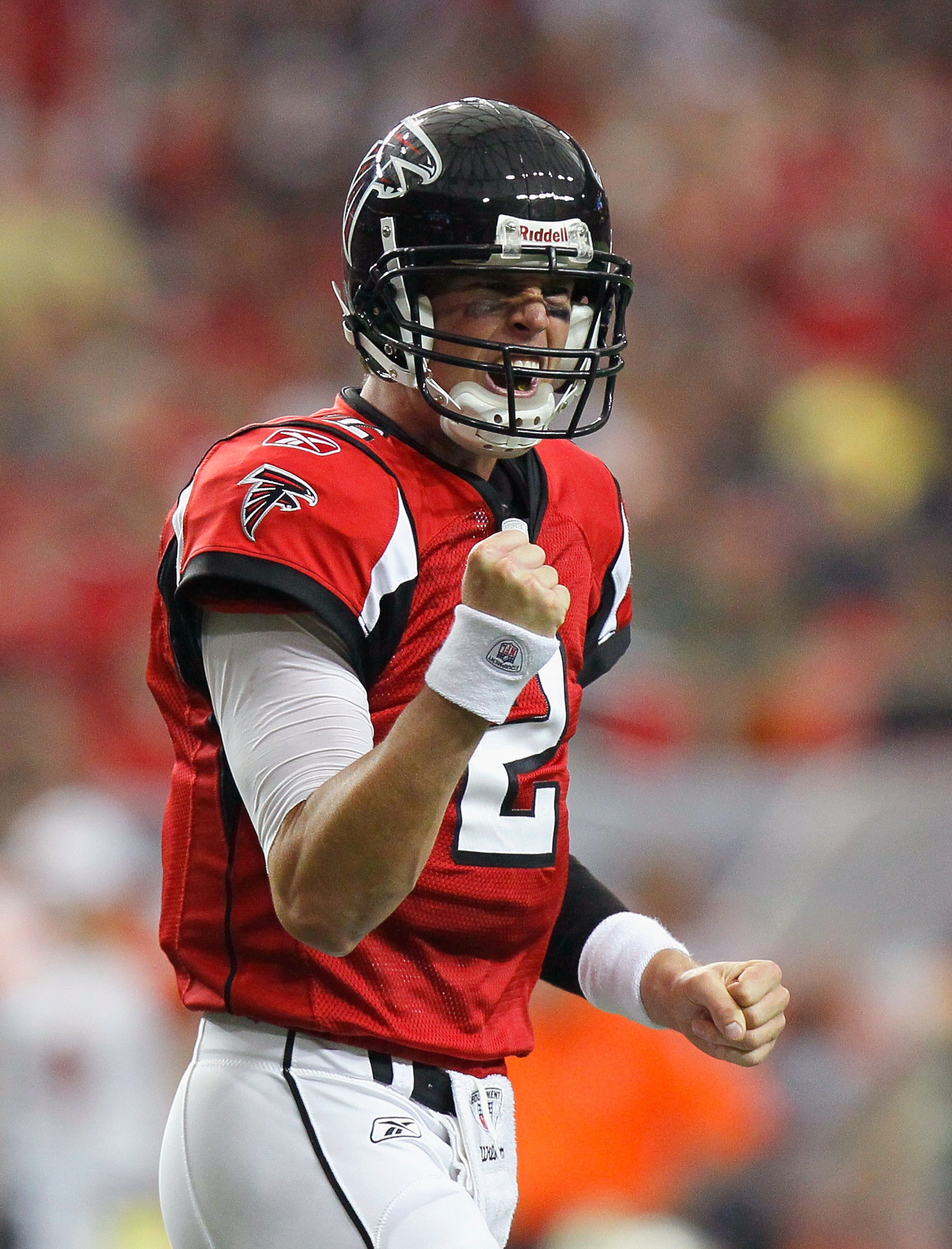 ATLANTA - OCTOBER 24:  Matt Ryan #2 of the Atlanta Falcons reacts after a touchdown against the Cincinnati Bengals at Georgia Dome on October 24, 2010 in Atlanta, Georgia.  (Photo by Kevin C. Cox/Getty Images)