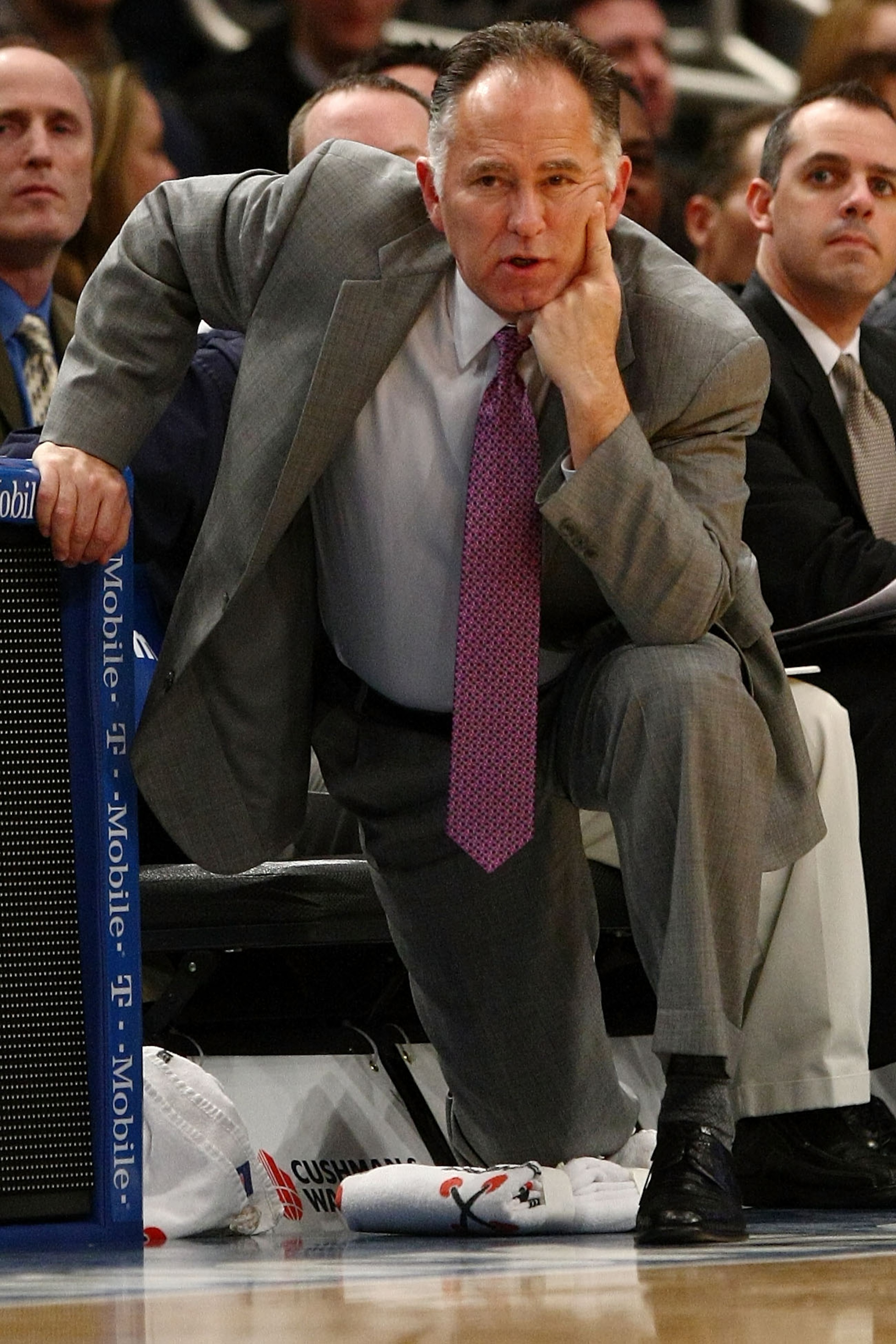 NEW YORK - JANUARY 03: Head coach Jim O'Brien of the Indiana Pacers watches on from the bench against the New York Knicks at Madison Square Garden January 3, 2010 in New York City. NOTE TO USER: User expressly acknowledges and agrees that, by downloading