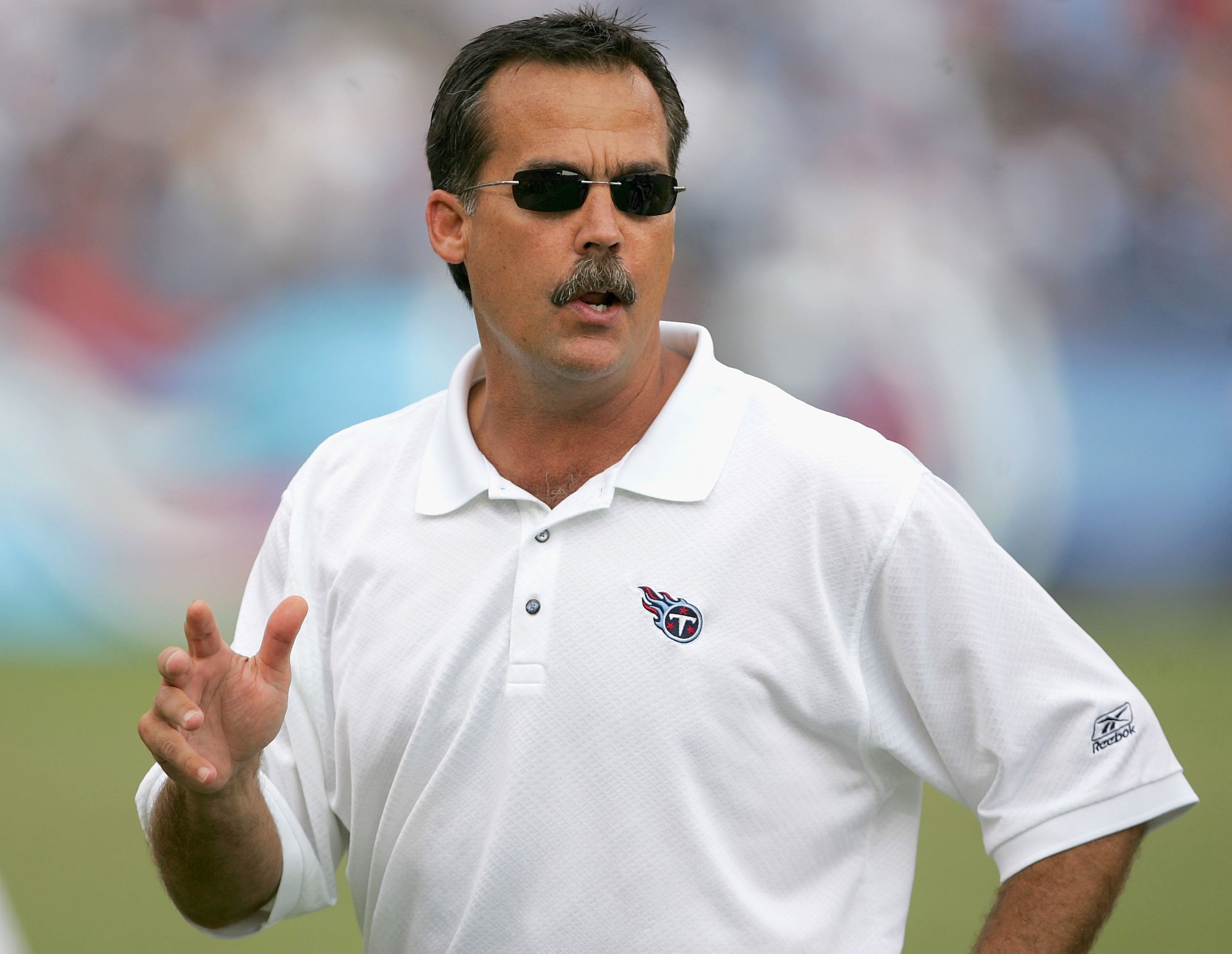 NASHVILLE, TN - SEPTEMBER 10:  Head coach Jeff Fisher of the Tennessee Titans complains to the officials during the game with the New York Jets on September 10, 2006 at LP Field in Nashville, Tennessee. The Jets defeated the Titans 23-16.  (Photo by Steph