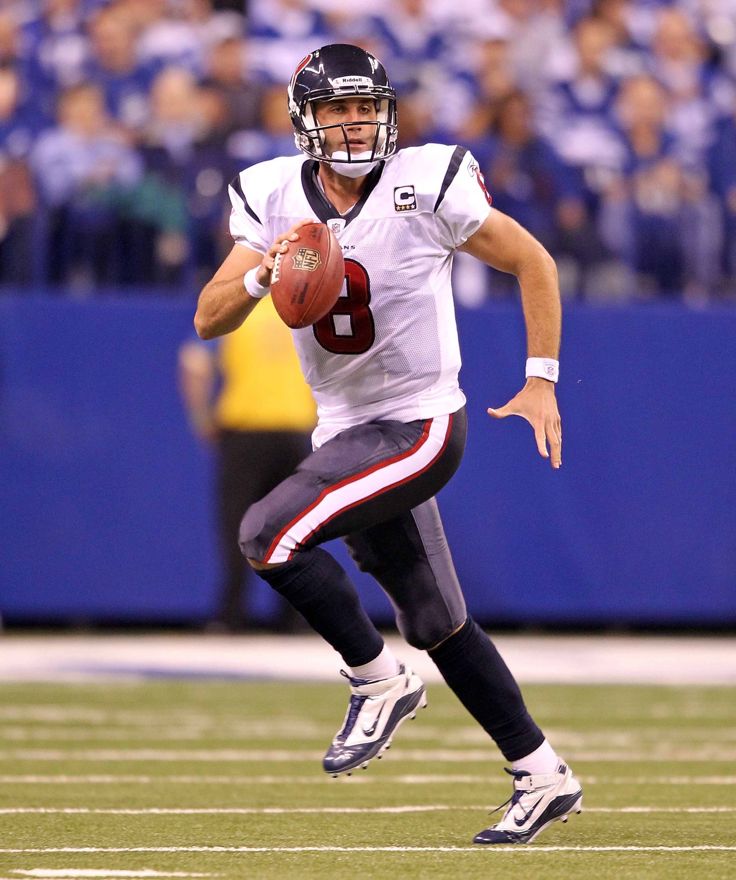 INDIANAPOLIS - NOVEMBER 01: Matt Schaub #8 of Houston Texans runs with the ball during the NFL game against the Indianapolis Colts at Lucas Oil Stadium on November 1, 2010 in Indianapolis, Indiana. (Photo by Andy Lyons/Getty Images) INDIANAPOLIS - NOVEMBER 01: Matt Schaub #8 of Houston Texans runs with the ball during the NFL game against the Indianapolis Colts at Lucas Oil Stadium on November 1, 2010 in Indianapolis, Indiana. (Photo by Andy Lyons/Getty Images)