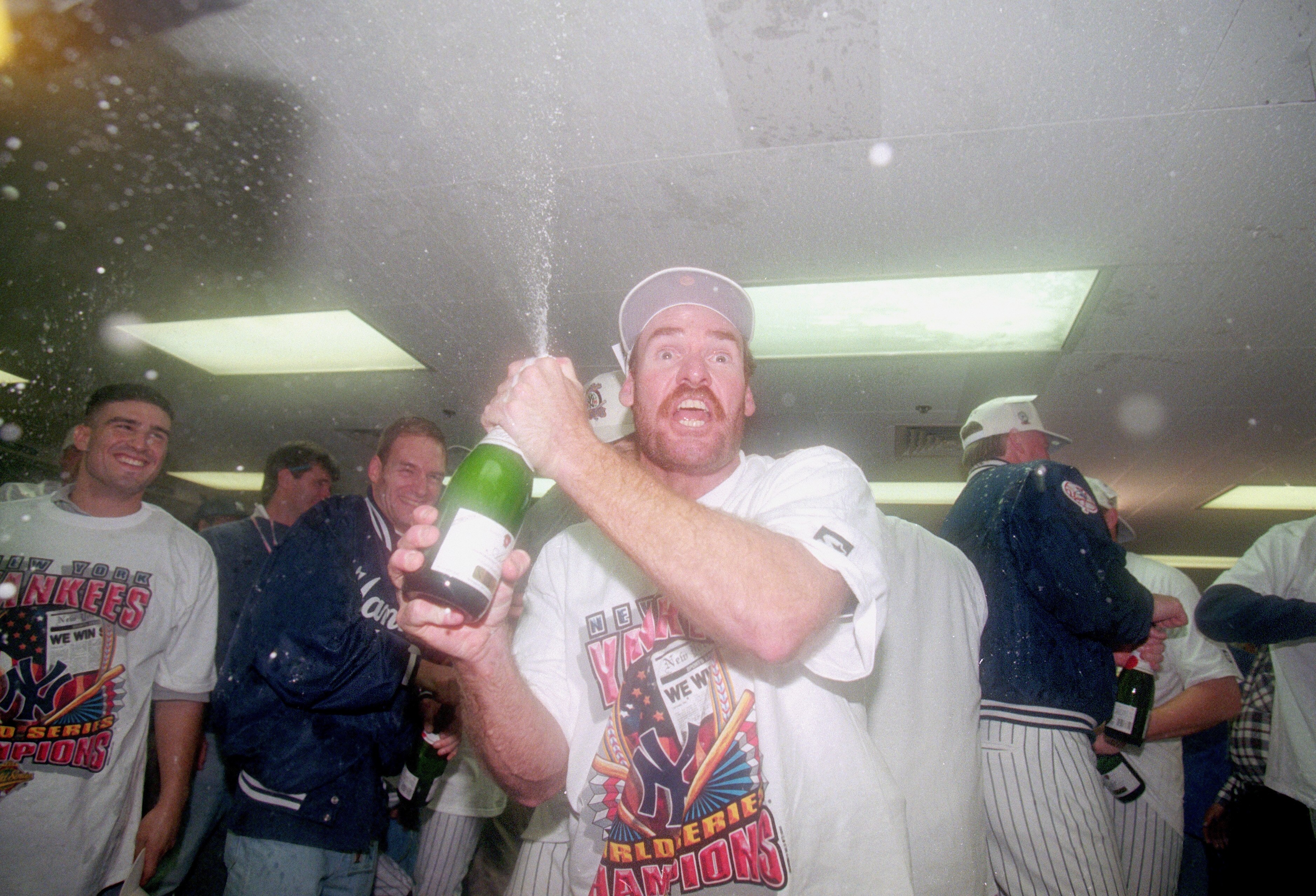 BRONX, NY - OCTOBER 26:  Wade Boggs #26 of the New York Yankees sprays champagne in victory after defeating the Atlanta Braves in Game Six of the 1996 World Series at Yankee Stadium on October 26, 1996 in the Bronx, New York.(Photo by: Al Bello/Gettyimage