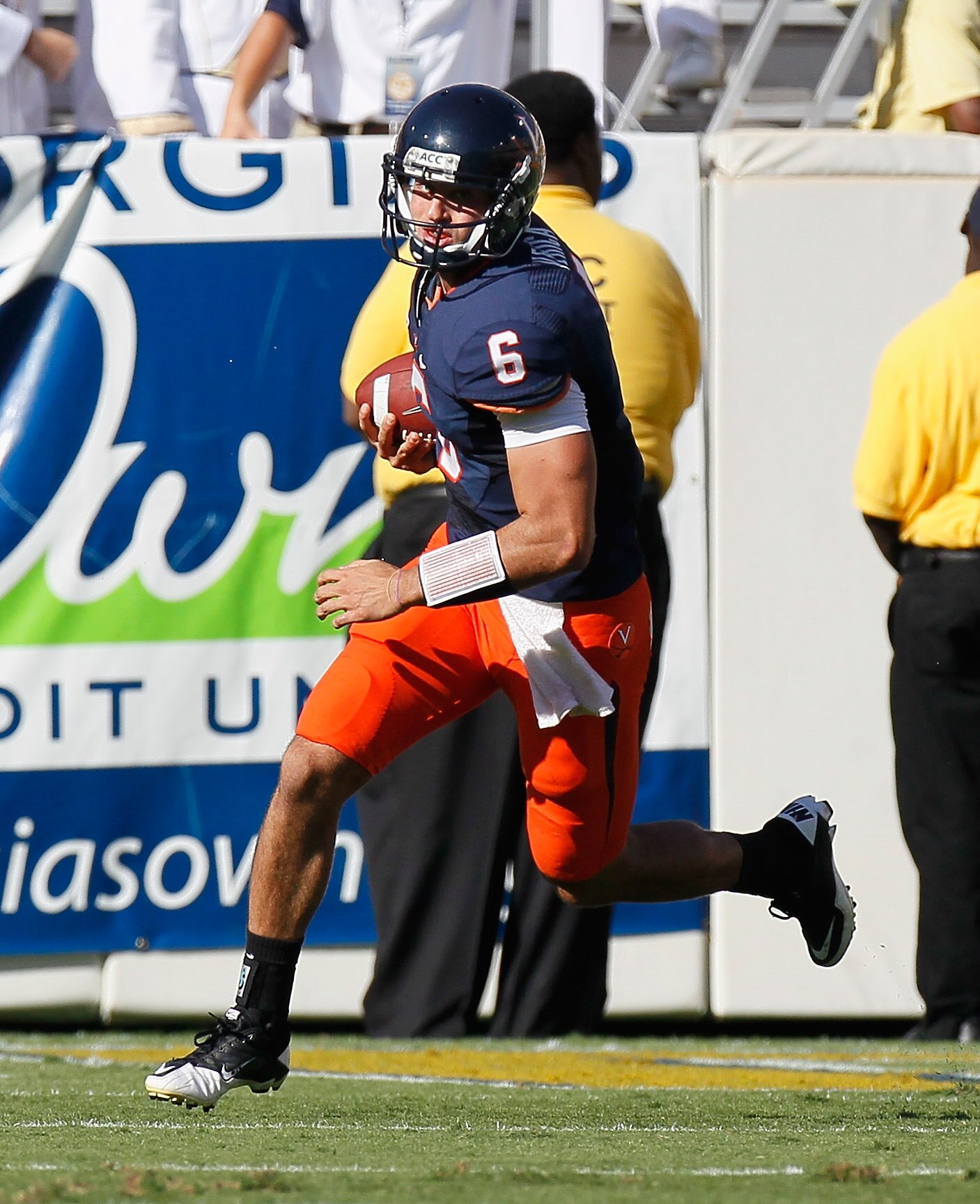 ATLANTA - OCTOBER 09:  Quarterback Marc Verica #6 of the Virginia Cavaliers against the Georgia Tech Yellow Jackets at Bobby Dodd Stadium on October 9, 2010 in Atlanta, Georgia.  (Photo by Kevin C. Cox/Getty Images)