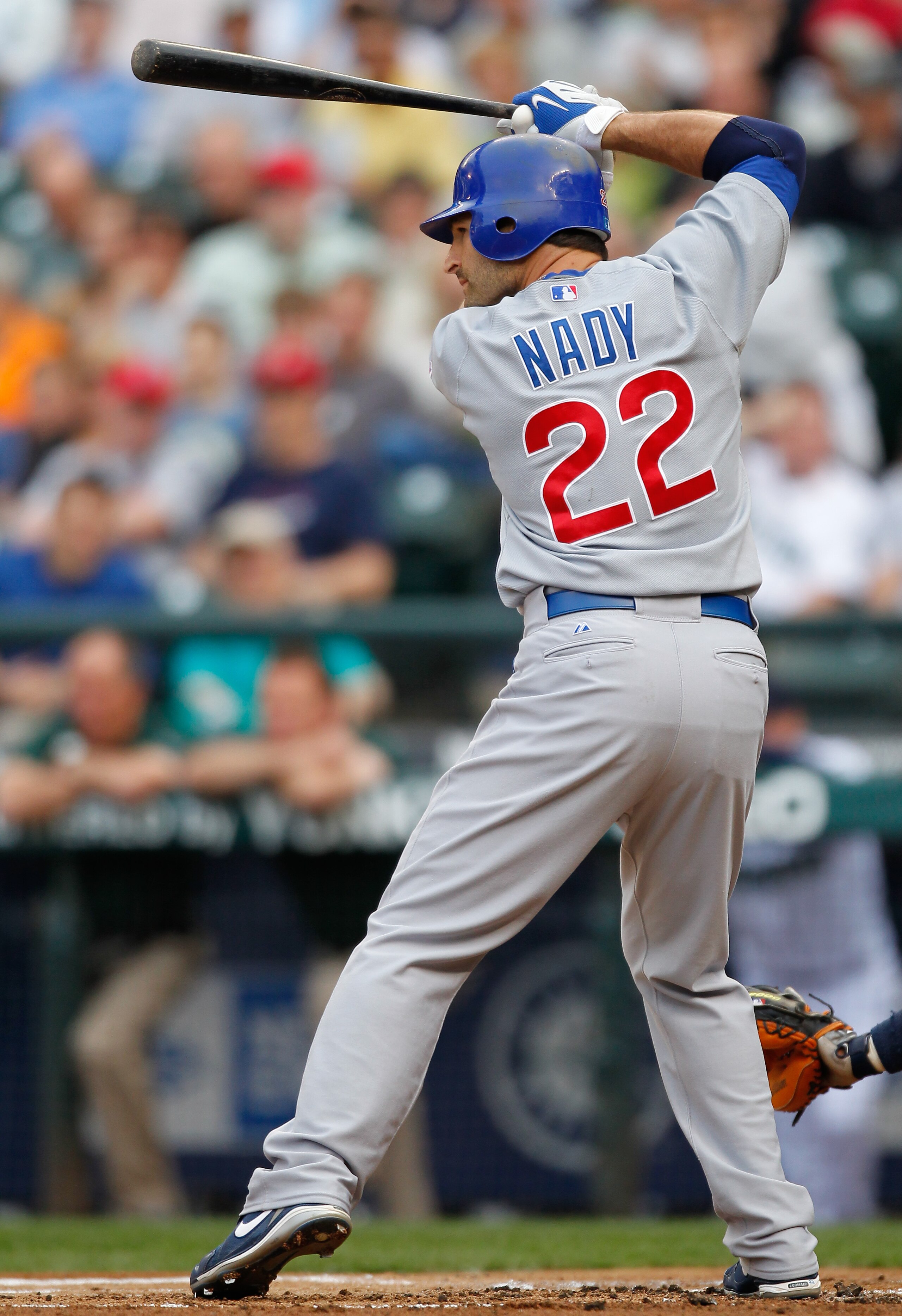SEATTLE - JUNE 22:  Xavier Nady #22 of the Chicago Cubs bats against the Seattle Mariners on June 22, 2010 at Safeco Field in Seattle, Washington. (Photo by Otto Greule Jr/Getty Images)