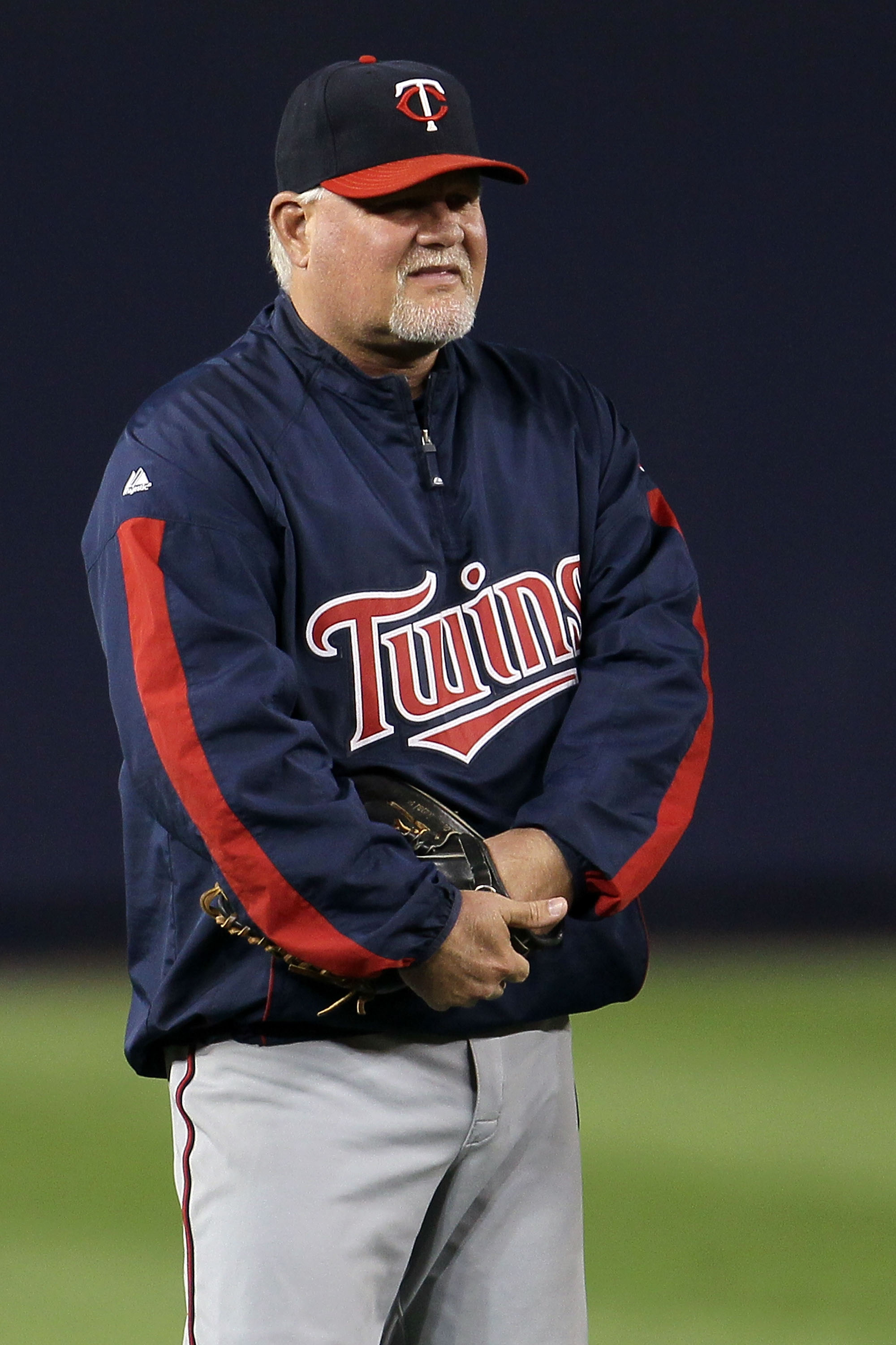 NEW YORK - OCTOBER 09:  Manager Ron Gardenhire #35 of the Minnesota Twins looks on during batting practice against the New York Yankees  during Game Three of the ALDS part of the 2010 MLB Playoffs at Yankee Stadium on October 9, 2010 in the Bronx borough