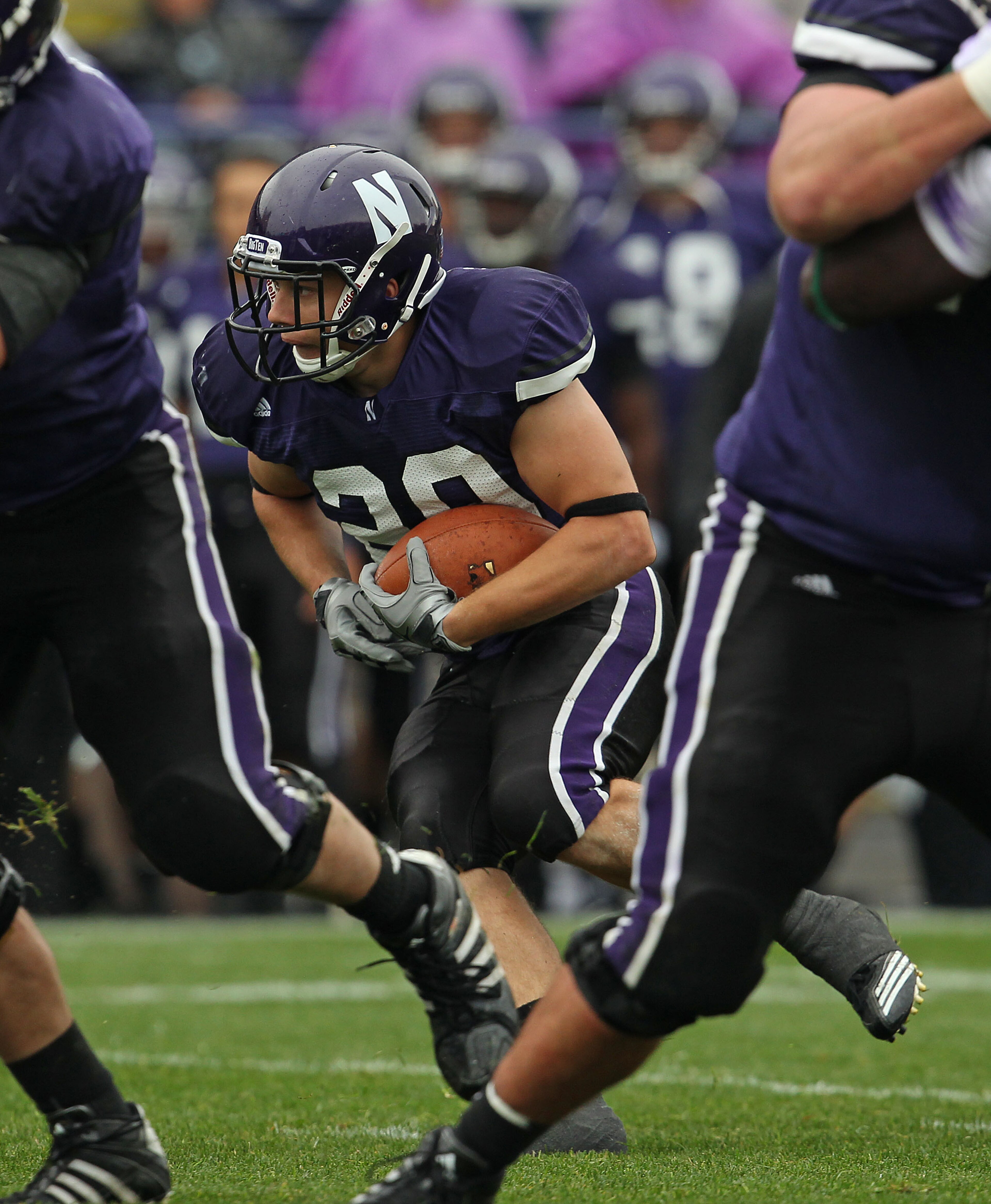 EVANSTON, IL - OCTOBER 23: Mike Trumpy #29 of the Northwestern Wildcats runs against the Michigan State Spartans at Ryan Field on October 23, 2010 in Evanston, Illinois. Michigan State defeated Northwestern 35-27. (Photo by Jonathan Daniel/Getty Images)