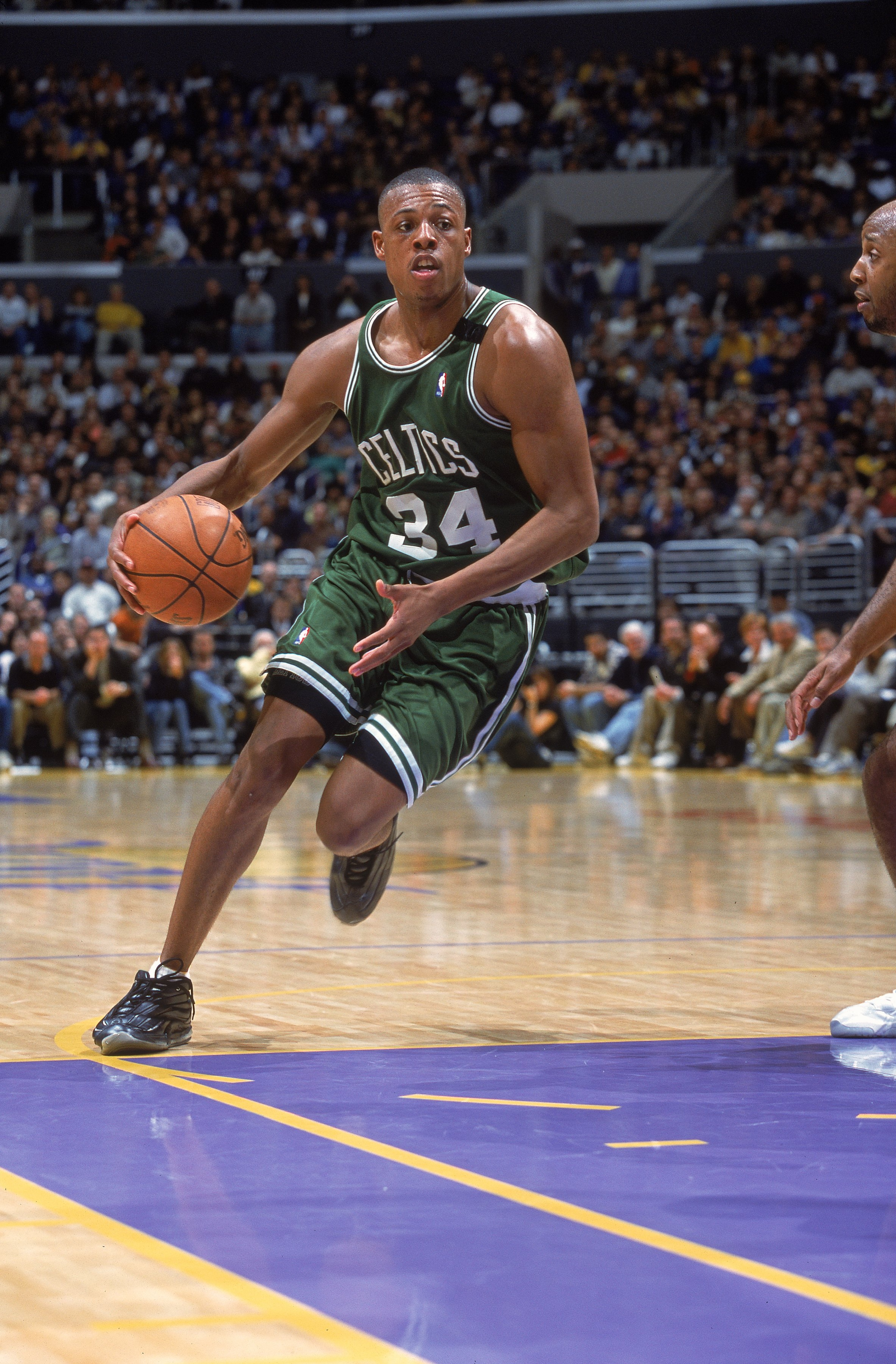 13 Mar 2001:  Paul Pierce #34 of the Boston Celtics takes the ball to the basket during the game against the Los Angeles Lakers at the Staples Center in Los Angeles, California. The Lakers defeated the Celtics 112-107. NOTE TO USER: It is expressly unders