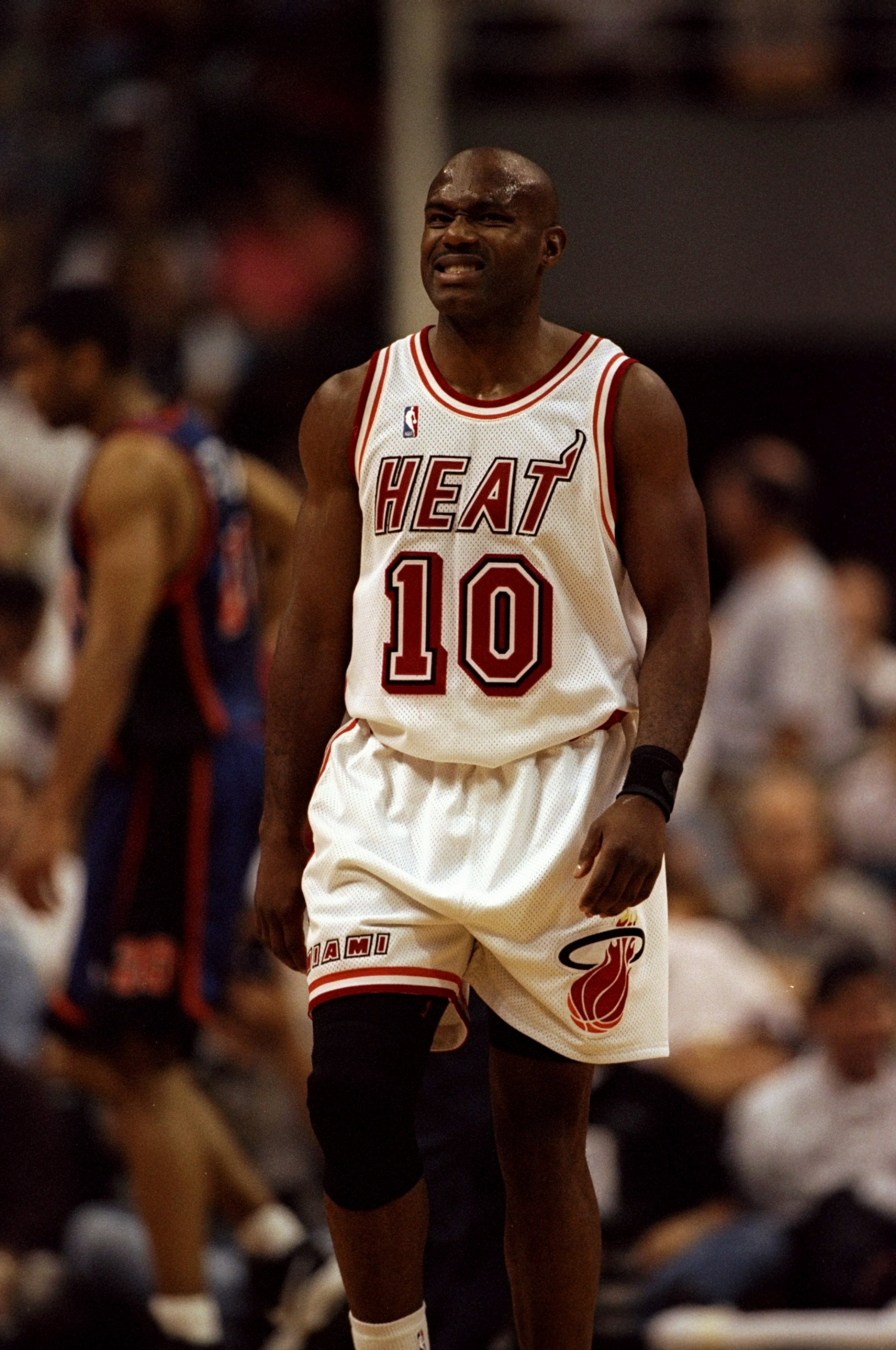 3 May 1998: Tim Hardaway #10 of the Miami Heat makes a face during a game against the New York Knicks at the Miami Arena in Miami, Florida. The Knicks defeated the Heat 98-81. 3 May 1998: Tim Hardaway #10 of the Miami Heat makes a face during a game against the New York Knicks at the Miami Arena in Miami, Florida. The Knicks defeated the Heat 98-81.