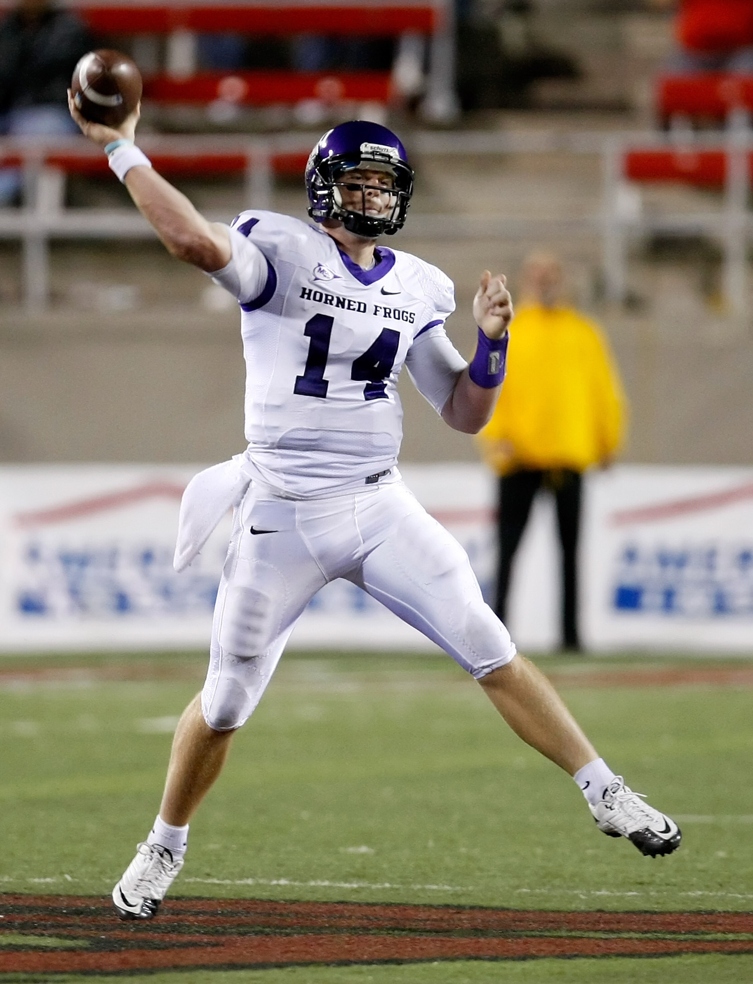 LAS VEGAS - OCTOBER 30:  Quarterback Andy Dalton #14 of the Texas Christian University Horned Frogs looks to pass against the UNLV Rebels at Sam Boyd Stadium October 30, 2010 in Las Vegas, Nevada. TCU won 48-6.  (Photo by Ethan Miller/Getty Images)