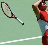 The racket is flung into the air in delight, after a very long and tough match.