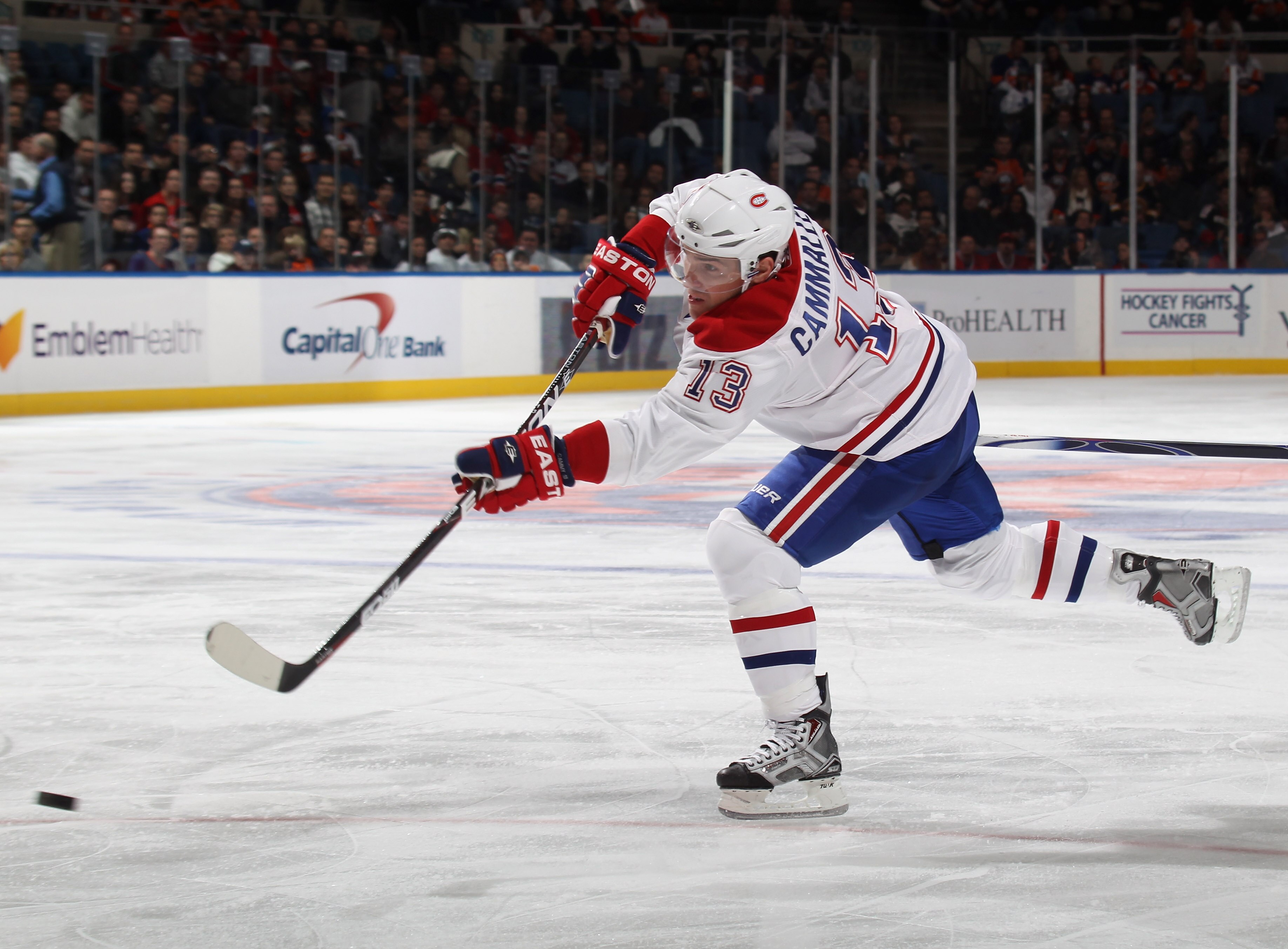 UNIONDALE, NY - OCTOBER 29:  Michael Cammalleri #13 of the Montreal Canadiens skates against the New York Islanders at the Nassau Coliseum on October 29, 2010 in Uniondale, New York.  (Photo by Bruce Bennett/Getty Images)