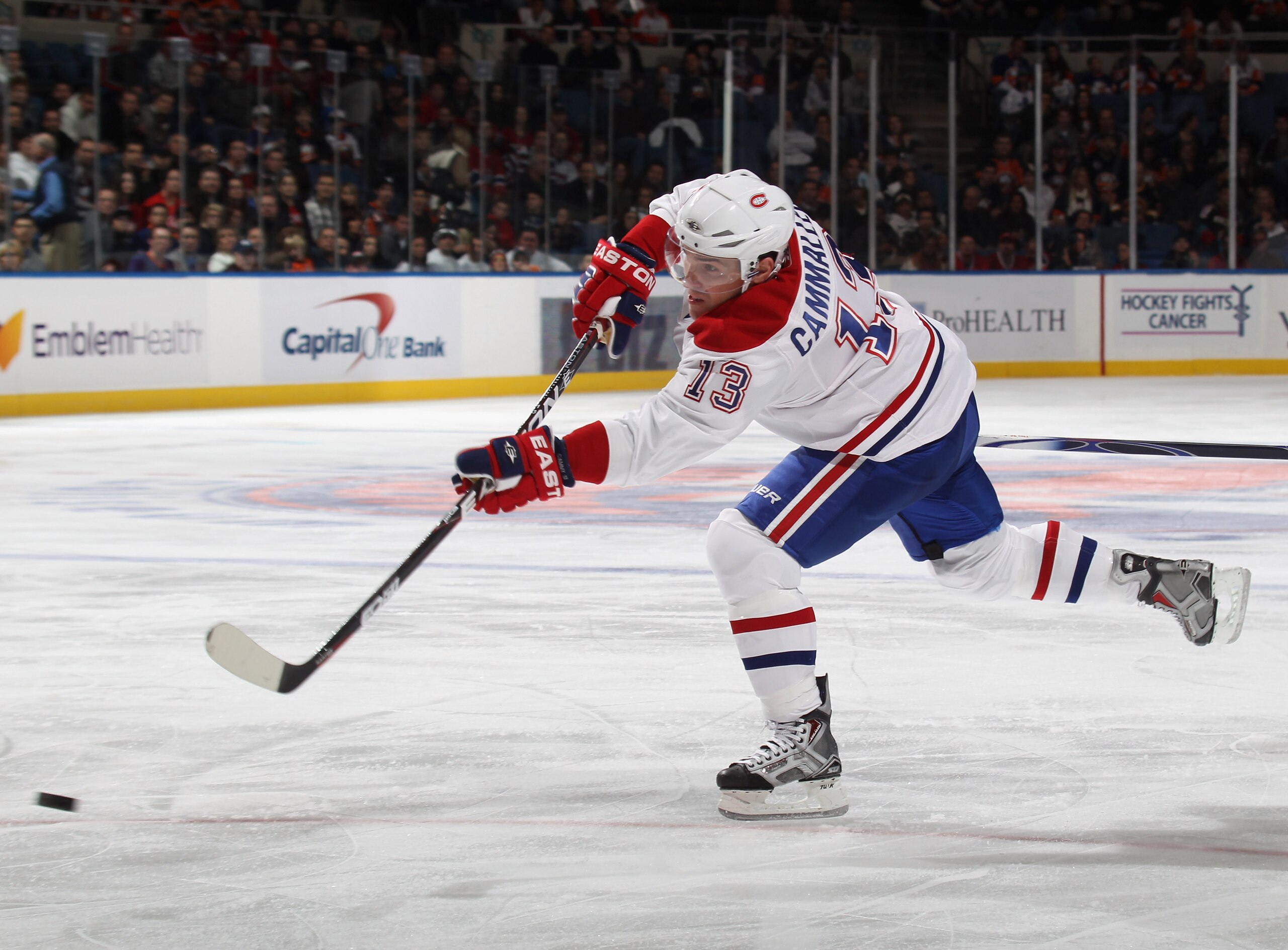 UNIONDALE, NY - OCTOBER 29:  Michael Cammalleri #13 of the Montreal Canadiens skates against the New York Islanders at the Nassau Coliseum on October 29, 2010 in Uniondale, New York.  (Photo by Bruce Bennett/Getty Images)