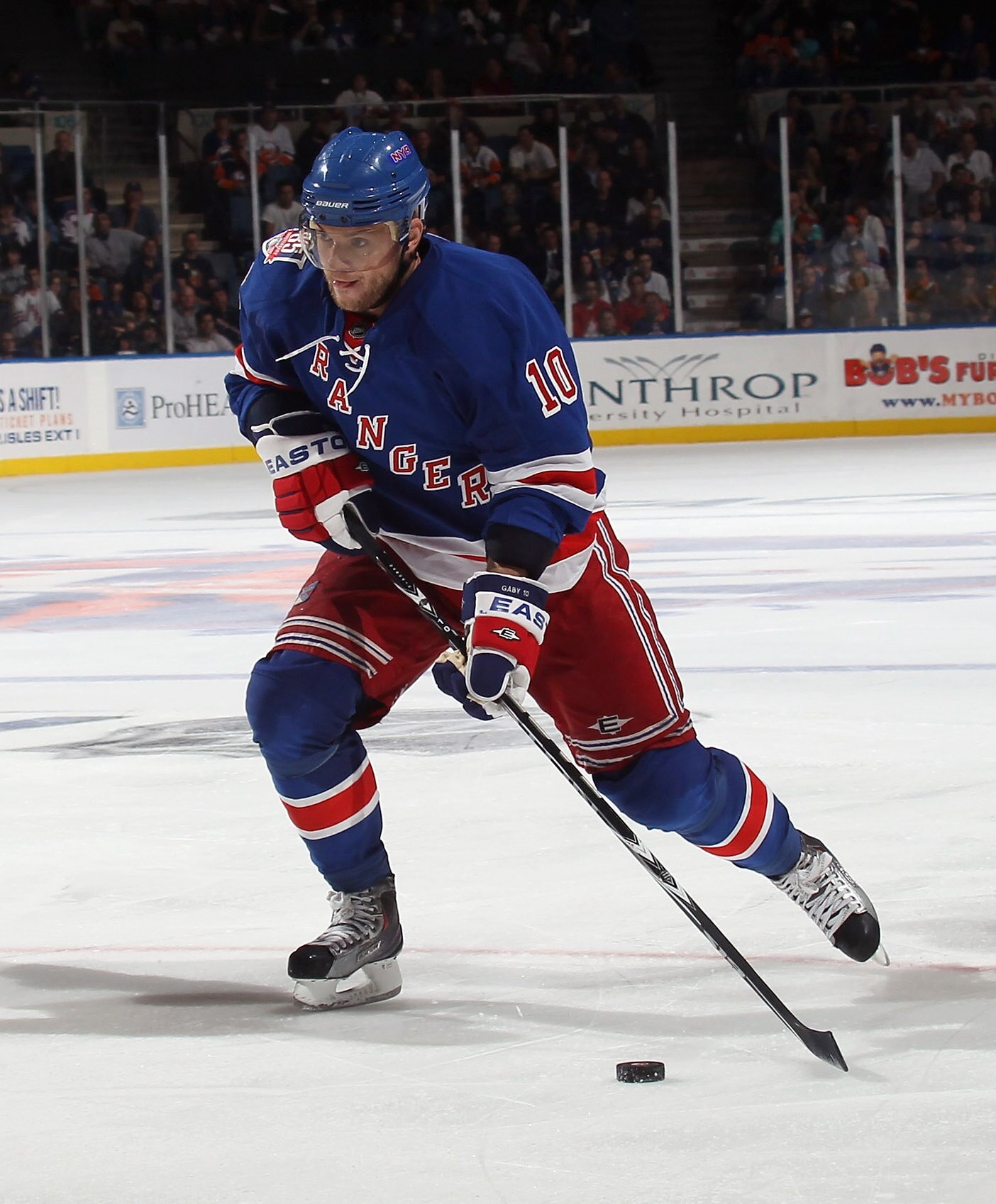 UNIONDALE, NY - OCTOBER 11:  Marian Gaborik #10 of the New York Rangers skates against the New York Islanders the Nassau Coliseum on October 11, 2010 in Uniondale, New York.  (Photo by Bruce Bennett/Getty Images)