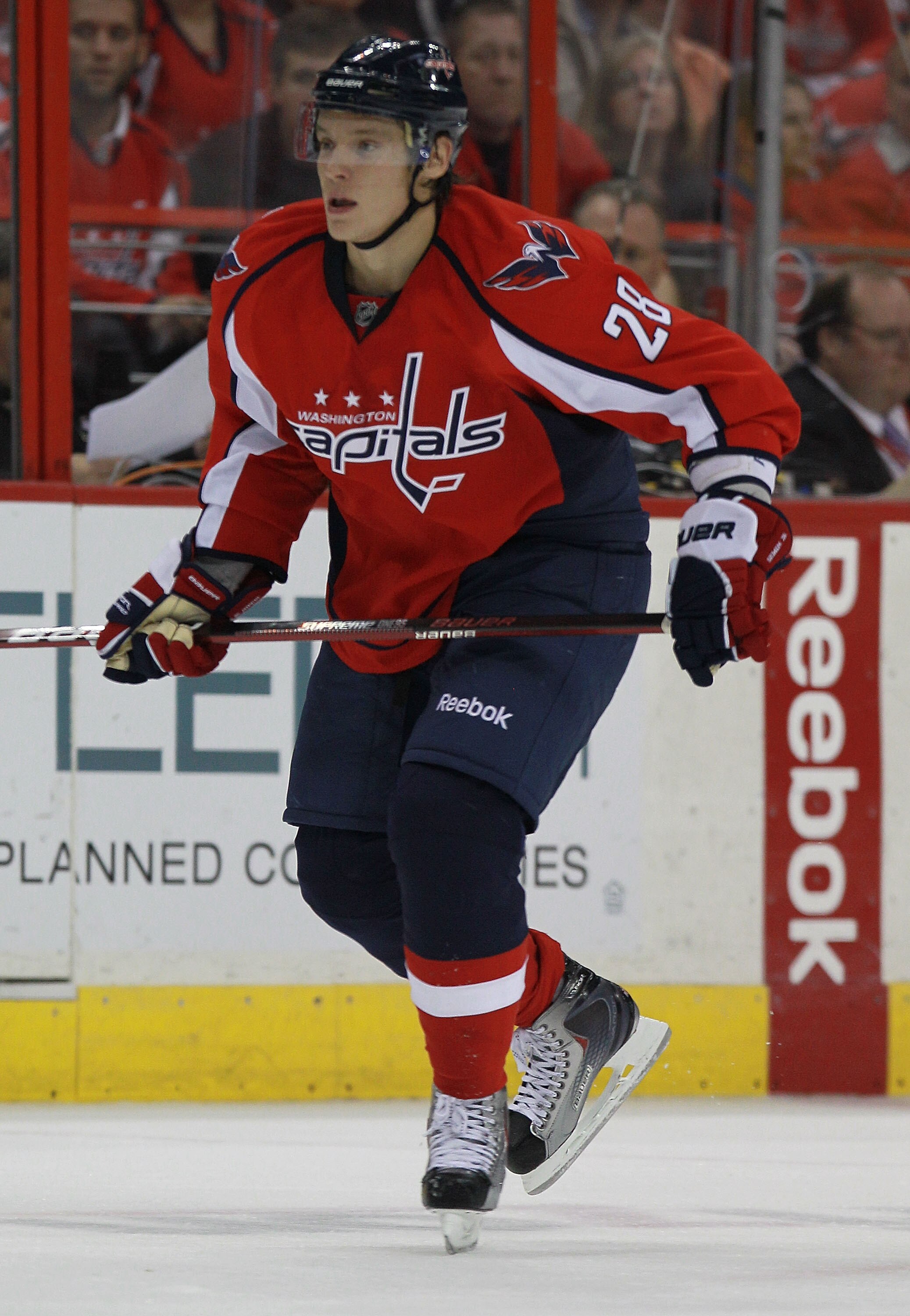 WASHINGTON - OCTOBER 13:  Alexander Semin #28 of the Washington Capitals skates against the New York Islanders at the Verizon Center on October 13, 2010 in Washington, DC.  (Photo by Bruce Bennett/Getty Images)