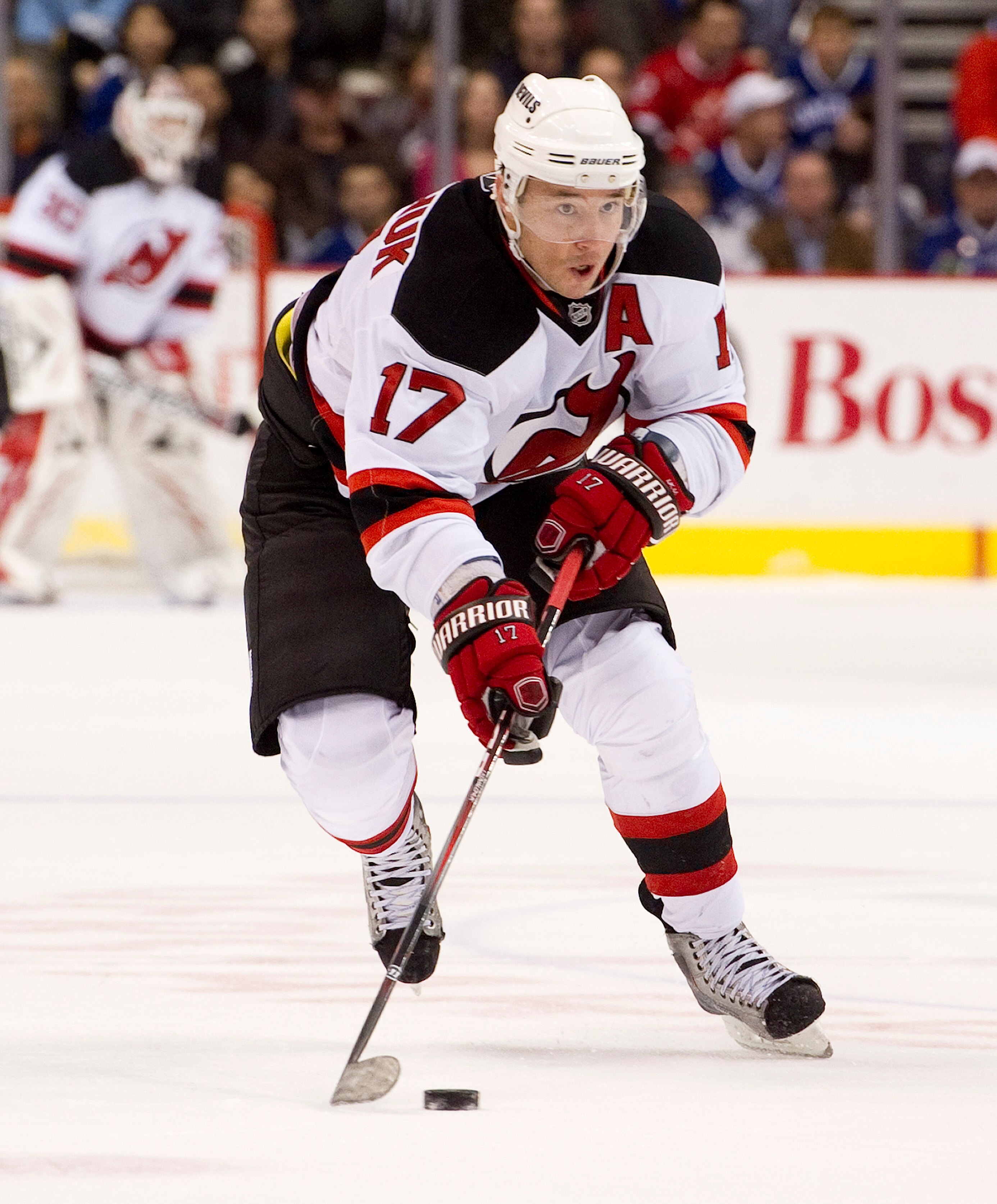 VANCOUVER, CANADA - NOVEMBER 1:  Ilya Kovalchuk #17 of the New Jersey Devils carries the puck up the ice during NHL action against the Vancouver Canucks on November 01, 2010 at Rogers Arena in Vancouver, British Columbia, Canada.  (Photo by Rich Lam/Getty
