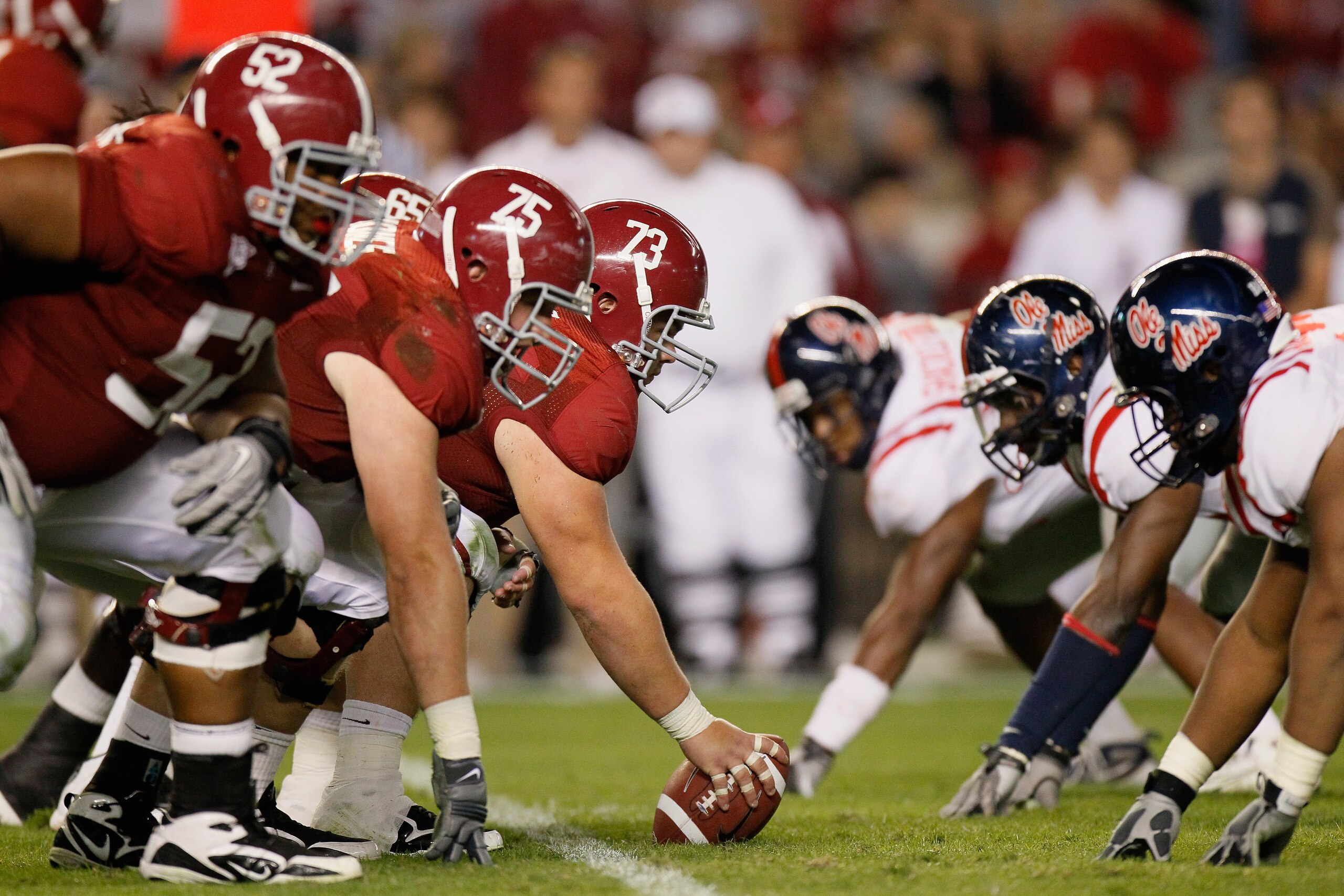 TUSCALOOSA, AL - OCTOBER 16:  The offense of the Alabama Crimson Tide against the defense of the Ole Miss Rebels at Bryant-Denny Stadium on October 16, 2010 in Tuscaloosa, Alabama.  (Photo by Kevin C. Cox/Getty Images)