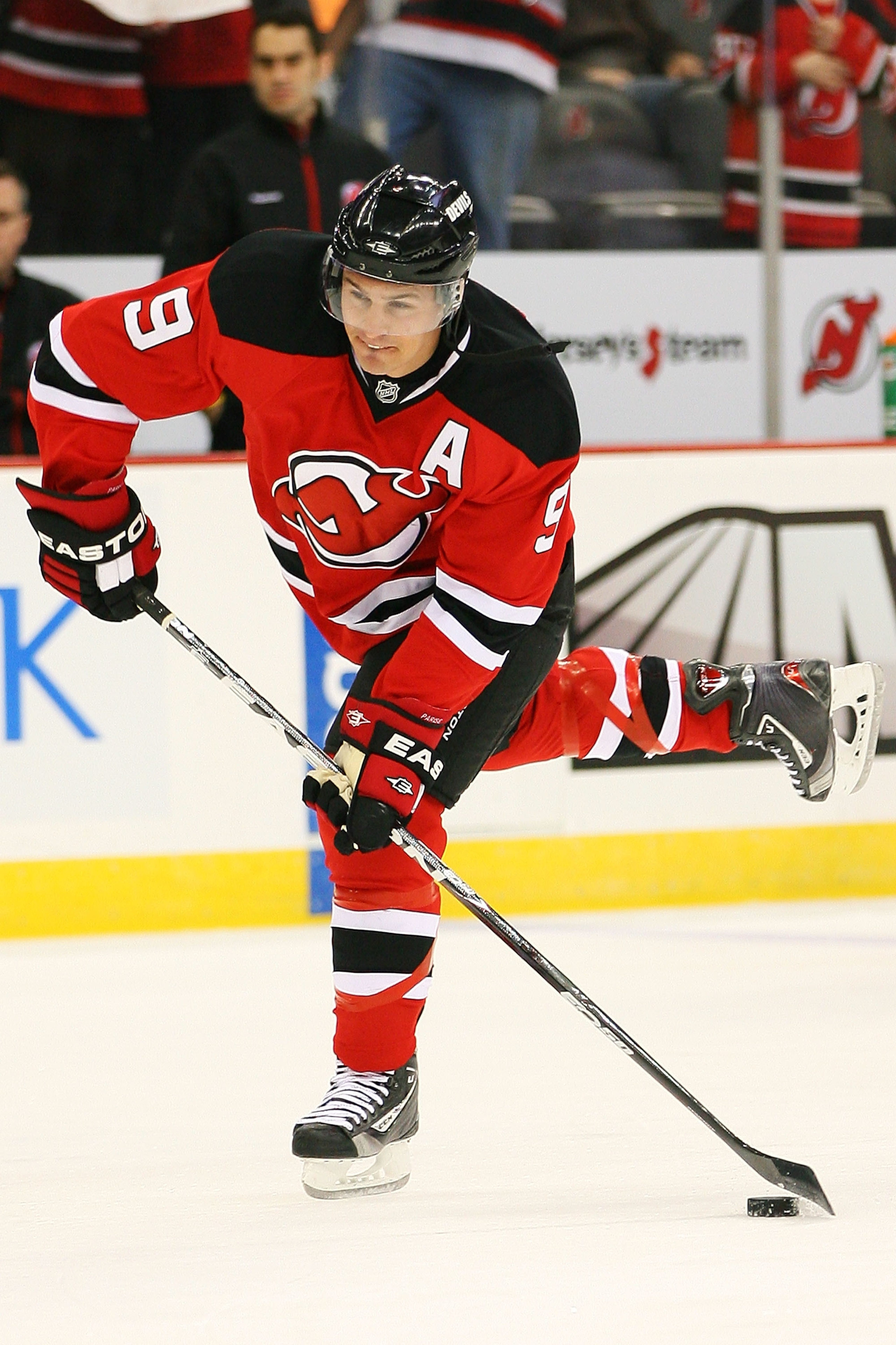NEWARK, NJ - OCTOBER 23: Zach Parise #9 of the New Jersey Devils warms up before a game against the Buffalo Sabres on October 23, 2010 at the Prudential Center in Newark, New Jersey. The Sabres defeated the Devils 6 - 1. (Photo by Andrew Burton/Getty Im NEWARK, NJ - OCTOBER 23: Zach Parise #9 of the New Jersey Devils warms up before a game against the Buffalo Sabres on October 23, 2010 at the Prudential Center in Newark, New Jersey. The Sabres defeated the Devils 6 - 1. (Photo by Andrew Burton/Getty Im
