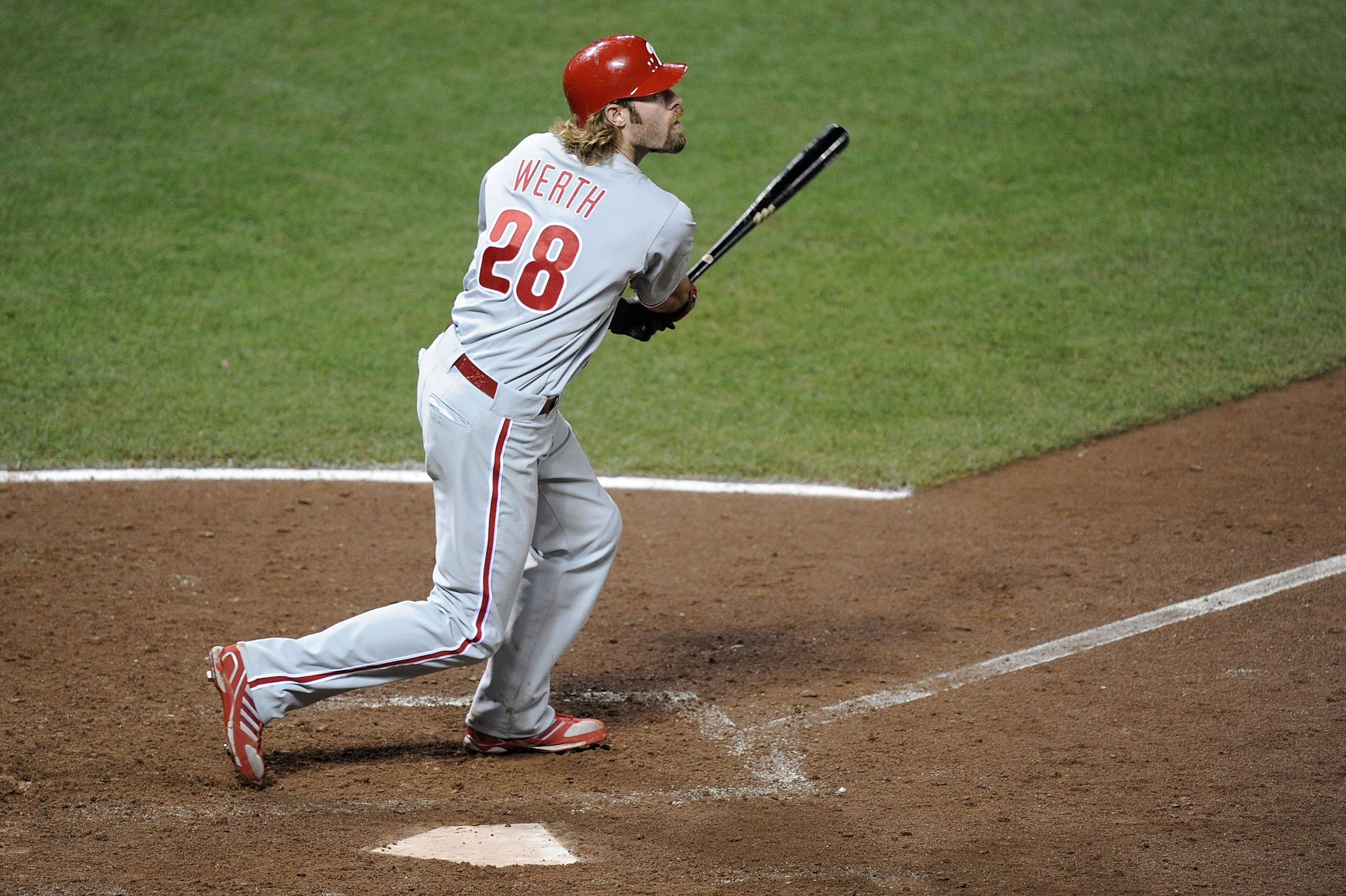 SAN FRANCISCO - OCTOBER 21: Jayson Werth #28 of the Philadelphia Phillies hits a solo homerun off Ramon Ramirez #52 of the San Francisco Giants in the ninth inning of Game Five of the NLCS during the 2010 MLB Playoffs at AT&T Park on October 21, 2010 in SAN FRANCISCO - OCTOBER 21: Jayson Werth #28 of the Philadelphia Phillies hits a solo homerun off Ramon Ramirez #52 of the San Francisco Giants in the ninth inning of Game Five of the NLCS during the 2010 MLB Playoffs at AT&T Park on October 21, 2010 in