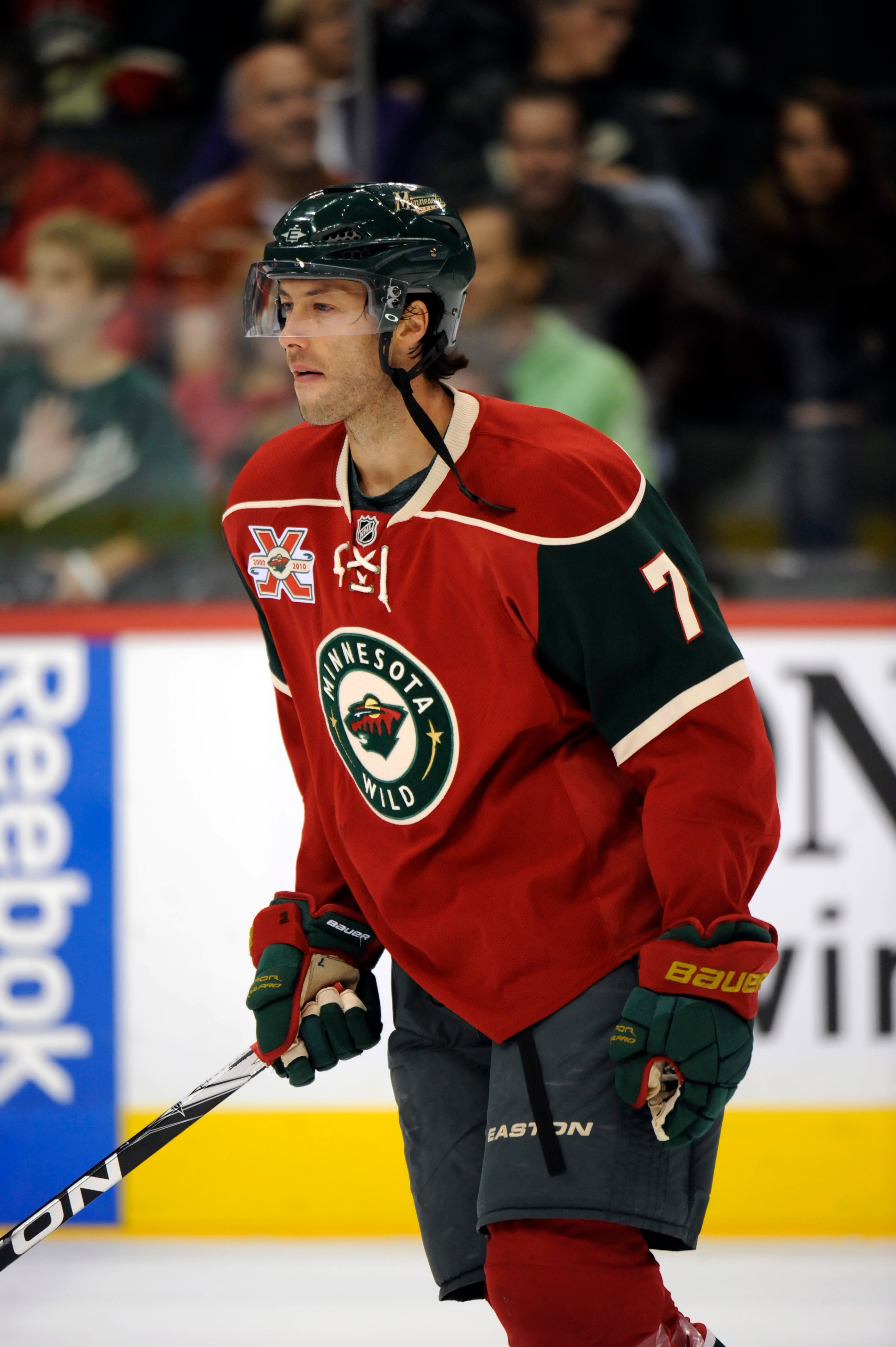 ST PAUL, MN - OCTOBER 14: Matt Cullen #7 of the Minnesota Wild during warmups prior to their game against the Edmonton Oilers on October 14, 2010 at Xcel Energy Center in St Paul, Minnesota. (Photo by Hannah Foslien /Getty Images)
