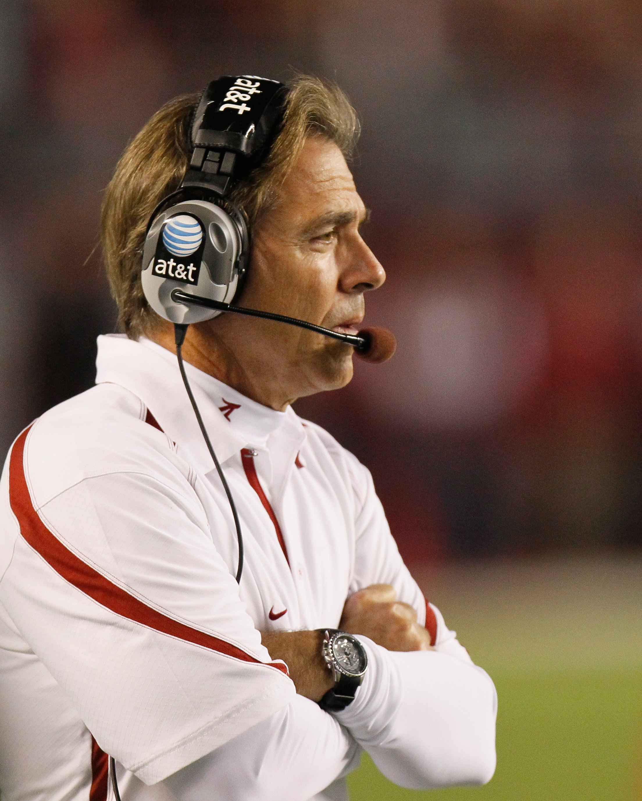 TUSCALOOSA, AL - OCTOBER 16: Head coach Nick Saban of the Alabama Crimson Tide against the Ole Miss Rebels at Bryant-Denny Stadium on October 16, 2010 in Tuscaloosa, Alabama. (Photo by Kevin C. Cox/Getty Images) TUSCALOOSA, AL - OCTOBER 16: Head coach Nick Saban of the Alabama Crimson Tide against the Ole Miss Rebels at Bryant-Denny Stadium on October 16, 2010 in Tuscaloosa, Alabama. (Photo by Kevin C. Cox/Getty Images)