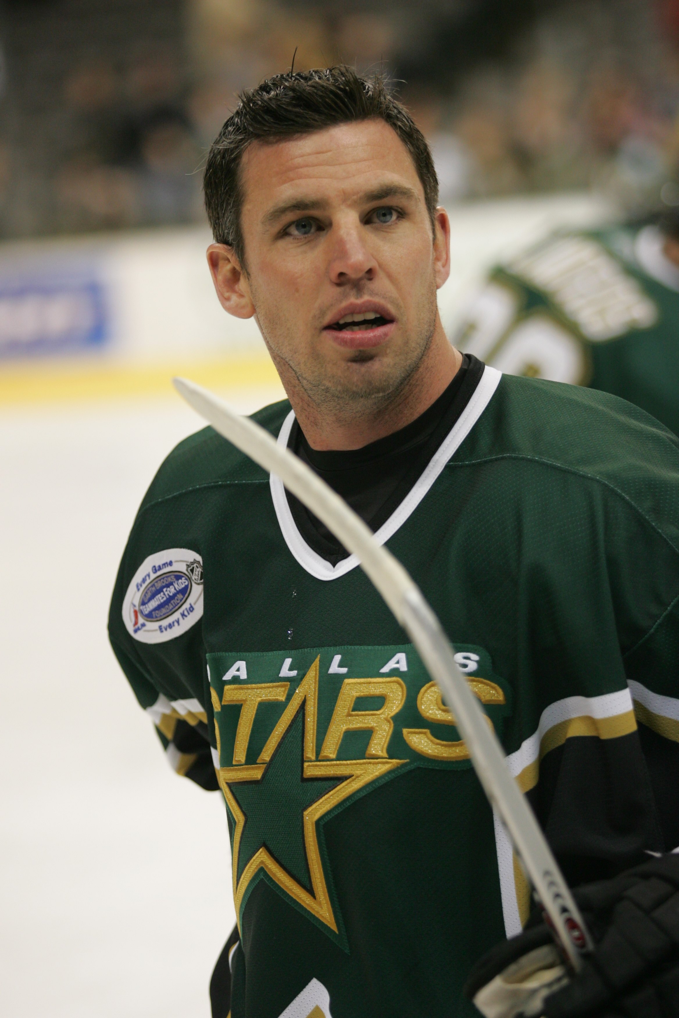 DALLAS - JANUARY 9:  Matthew Barnaby #77 of the Dallas Stars looks on before the game against the Phoenix Coyotes on January 9, 2007 at the American Airlines Center in Dallas, Texas.  The Coyotes won 5-2.  (Photo by Ronald Martinez/Getty Images)
