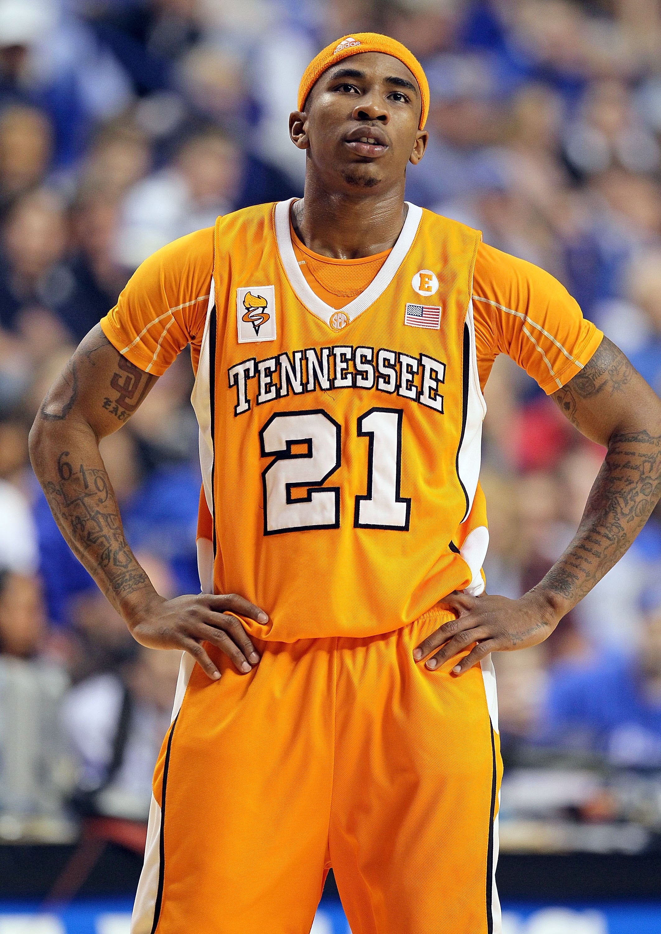 LEXINGTON, KY - FEBRUARY 13:  Melvin Goins #21 of the Tennessee Volunteers looks on during the SEC game against the Kentucky Wilcats on February 13, 2010 at Rupp Arena in Lexington, Kentucky.  (Photo by Andy Lyons/Getty Images)