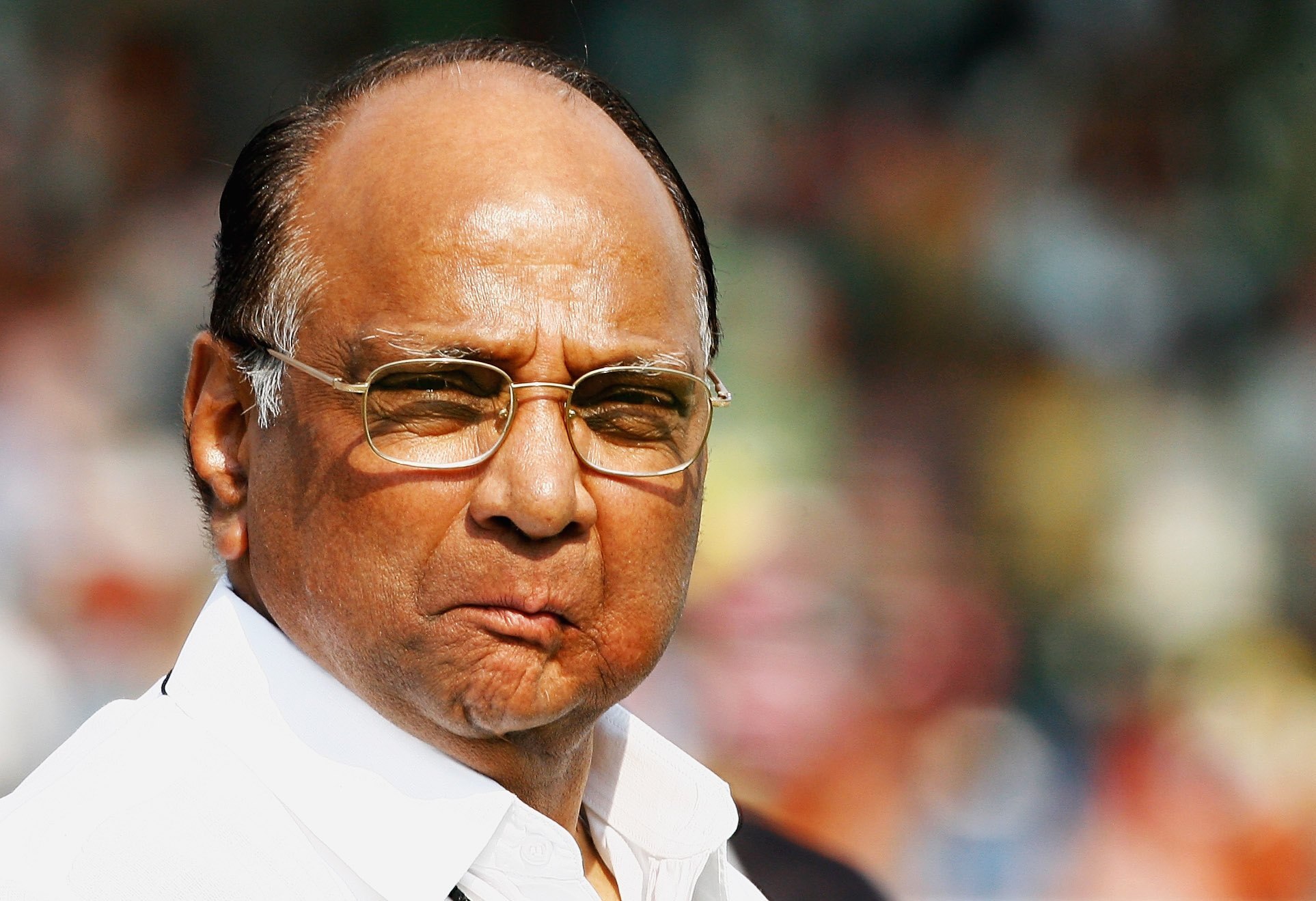 JAIPUR, INDIA - OCTOBER 15:  Sharad Pawar, the president of the BCCI prior to the ICC Champions Trophy match between India and England at the Sawai Mansingh Stadium on October 15, 2006, in Jaipur, India.  (Photo by Clive Mason/Getty Images)