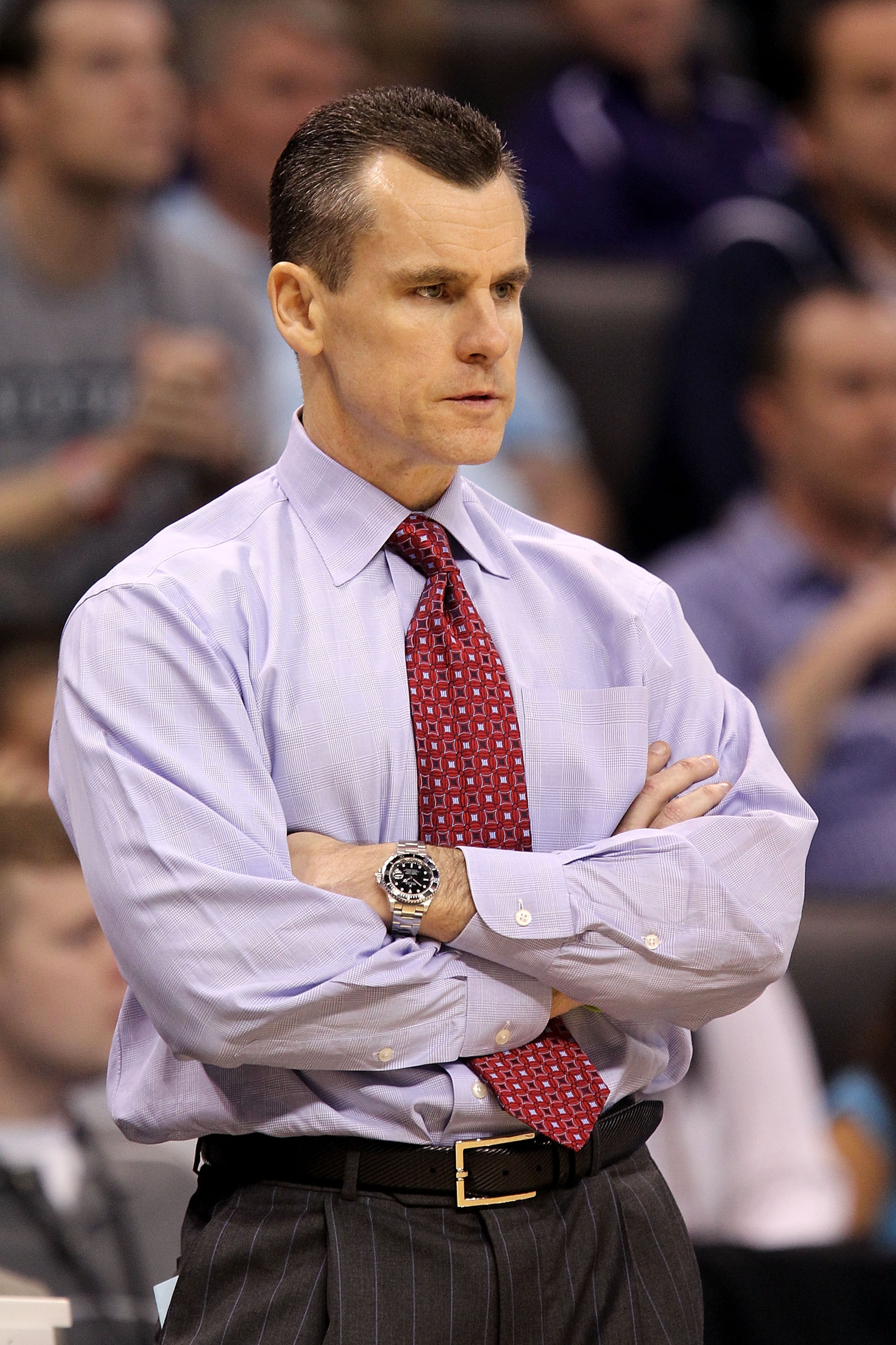 OKLAHOMA CITY - MARCH 18: Head coach Billy Donovan of the Florida Gators looks on as he coaches against the BYU Cougars during the first round of the 2010 NCAA menรฏยฟยฝs basketball tournament at Ford Center on March 18, 2010 in Oklahoma City, Oklahoma. (Pho OKLAHOMA CITY - MARCH 18: Head coach Billy Donovan of the Florida Gators looks on as he coaches against the BYU Cougars during the first round of the 2010 NCAA menรฏยฟยฝs basketball tournament at Ford Center on March 18, 2010 in Oklahoma City, Oklahoma. (Pho