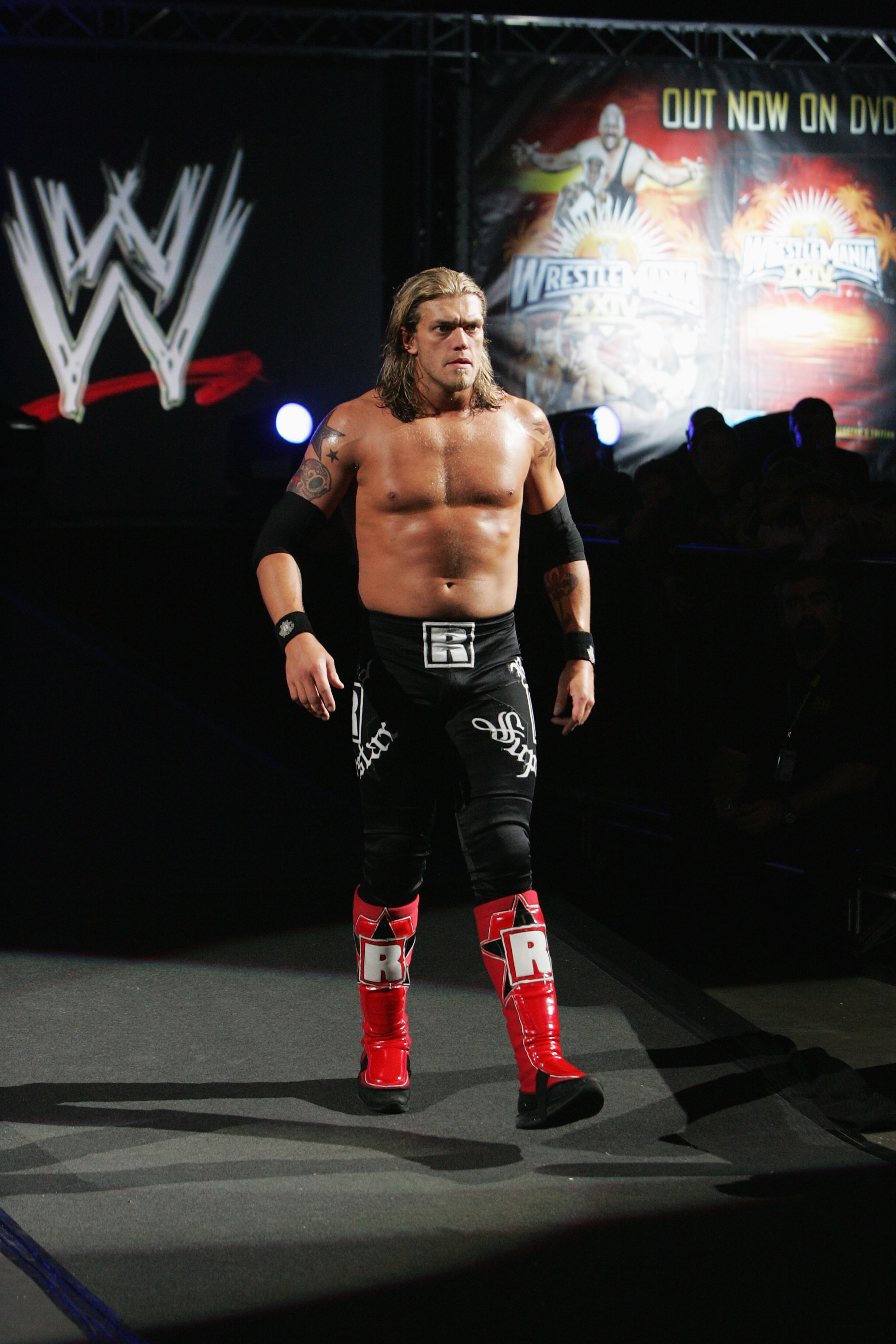 SYDNEY, AUSTRALIA - JUNE 15:  World Heavyweight Champion Edge walks to the ring during WWE Smackdown at Acer Arena on June 15, 2008 in Sydney, Australia.  (Photo by Gaye Gerard/Getty Images)