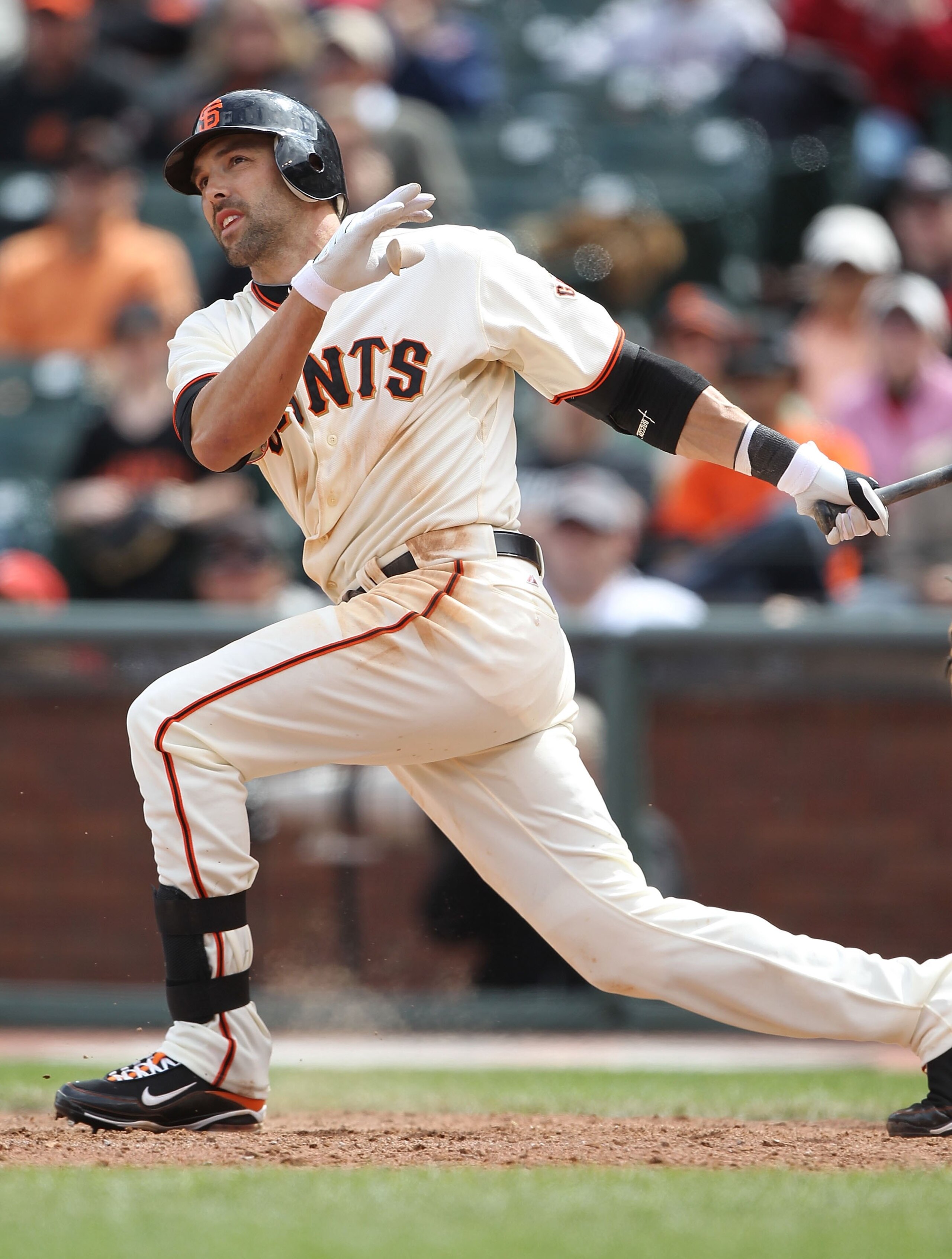 SAN FRANCISCO - APRIL 28:  Mark DeRosa #7 of the San Francisco Giants bats against the Philadelphia Phillies during an MLB game at AT&T Park on April 28, 2010 in San Francisco, California.  (Photo by Jed Jacobsohn/Getty Images)