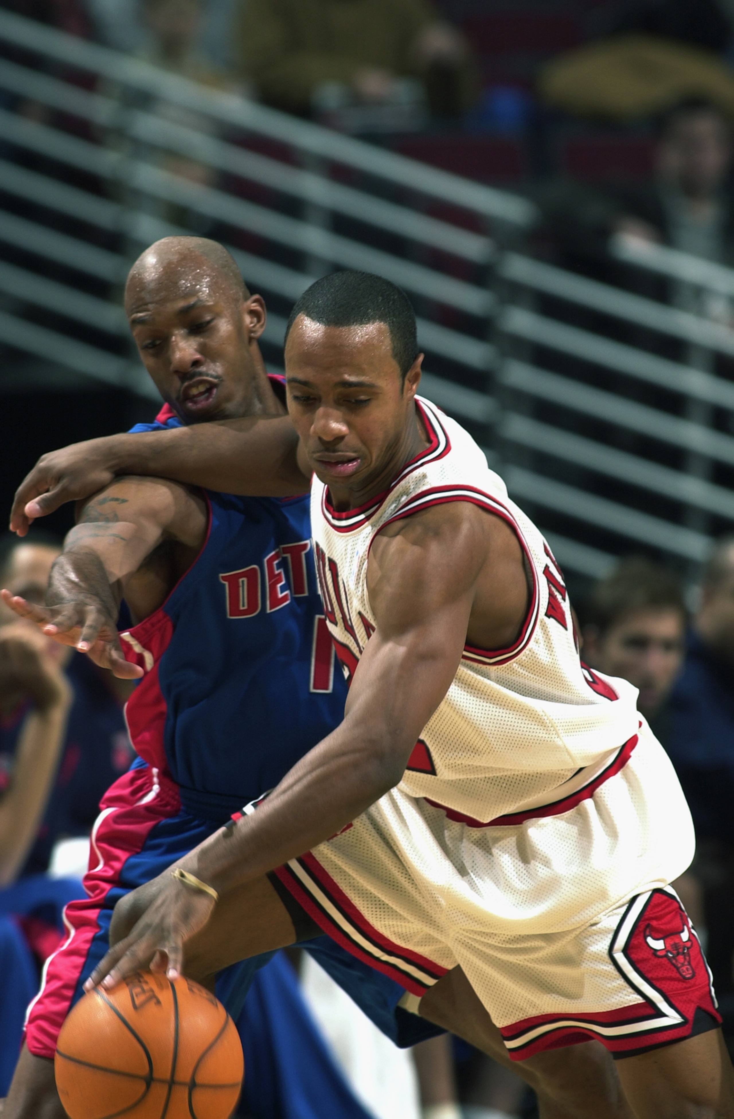 CHICAGO - DECEMBER 12: Jay Williams #22 of the Chicago Bulls protects the ball during the NBA game against the Detroit Pistons at the United Center on December 12, 2002 in Chicago, Illinois. The Pistons won 86-76. NOTE TO USER: User expressly acknowled CHICAGO - DECEMBER 12: Jay Williams #22 of the Chicago Bulls protects the ball during the NBA game against the Detroit Pistons at the United Center on December 12, 2002 in Chicago, Illinois. The Pistons won 86-76. NOTE TO USER: User expressly acknowled