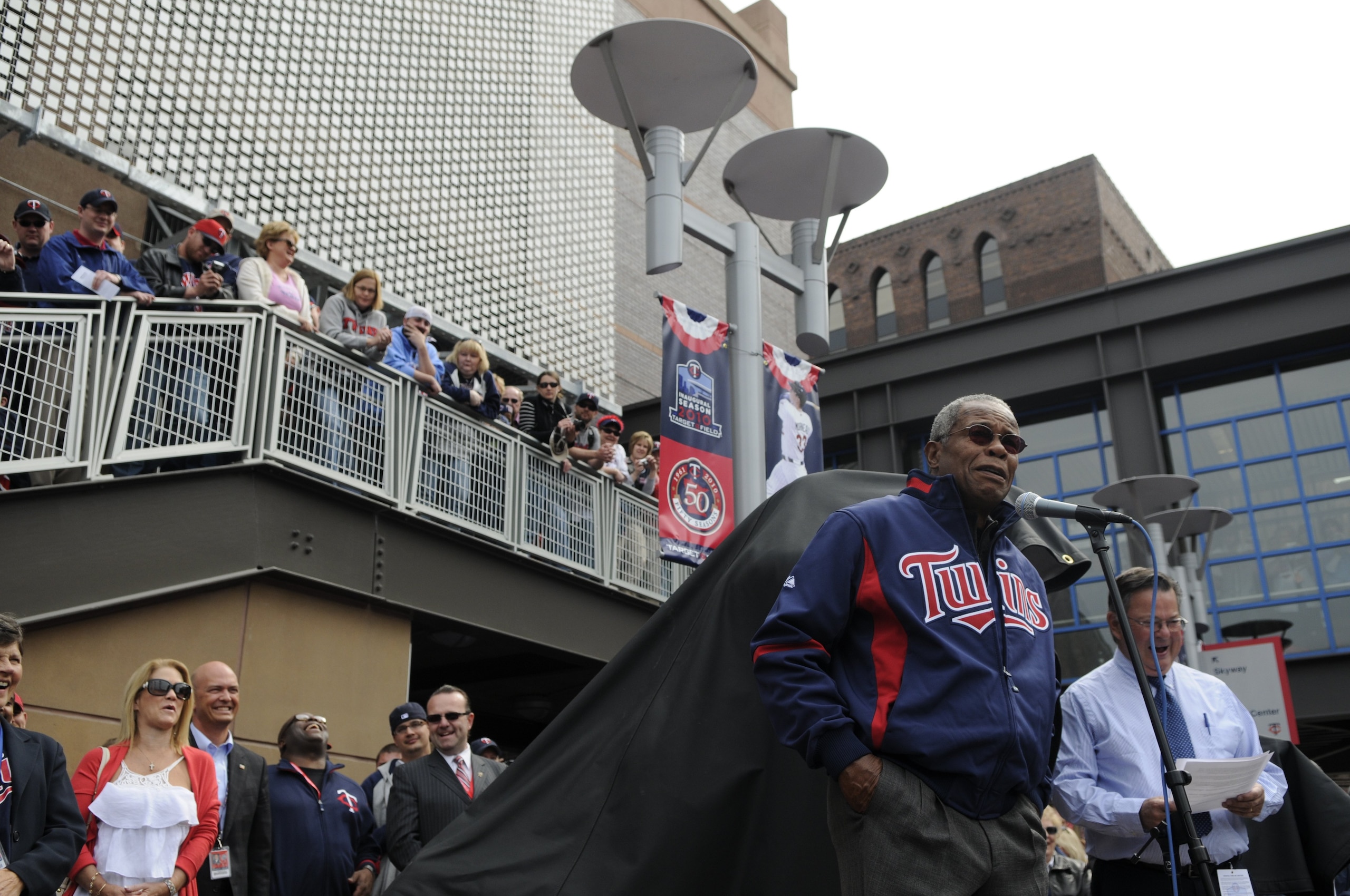 MINNEAPOLIS, MN - APRIL 12: Hall of Famer Rod Carew #29 of the Minnesota Twins speaks at the Kirby Puckett statue unveiling prior to a game between the Boston Red Sox and Minnesota Twins during the Twins home opener at Target Field on April 12, 2010 in Mi MINNEAPOLIS, MN - APRIL 12: Hall of Famer Rod Carew #29 of the Minnesota Twins speaks at the Kirby Puckett statue unveiling prior to a game between the Boston Red Sox and Minnesota Twins during the Twins home opener at Target Field on April 12, 2010 in Mi