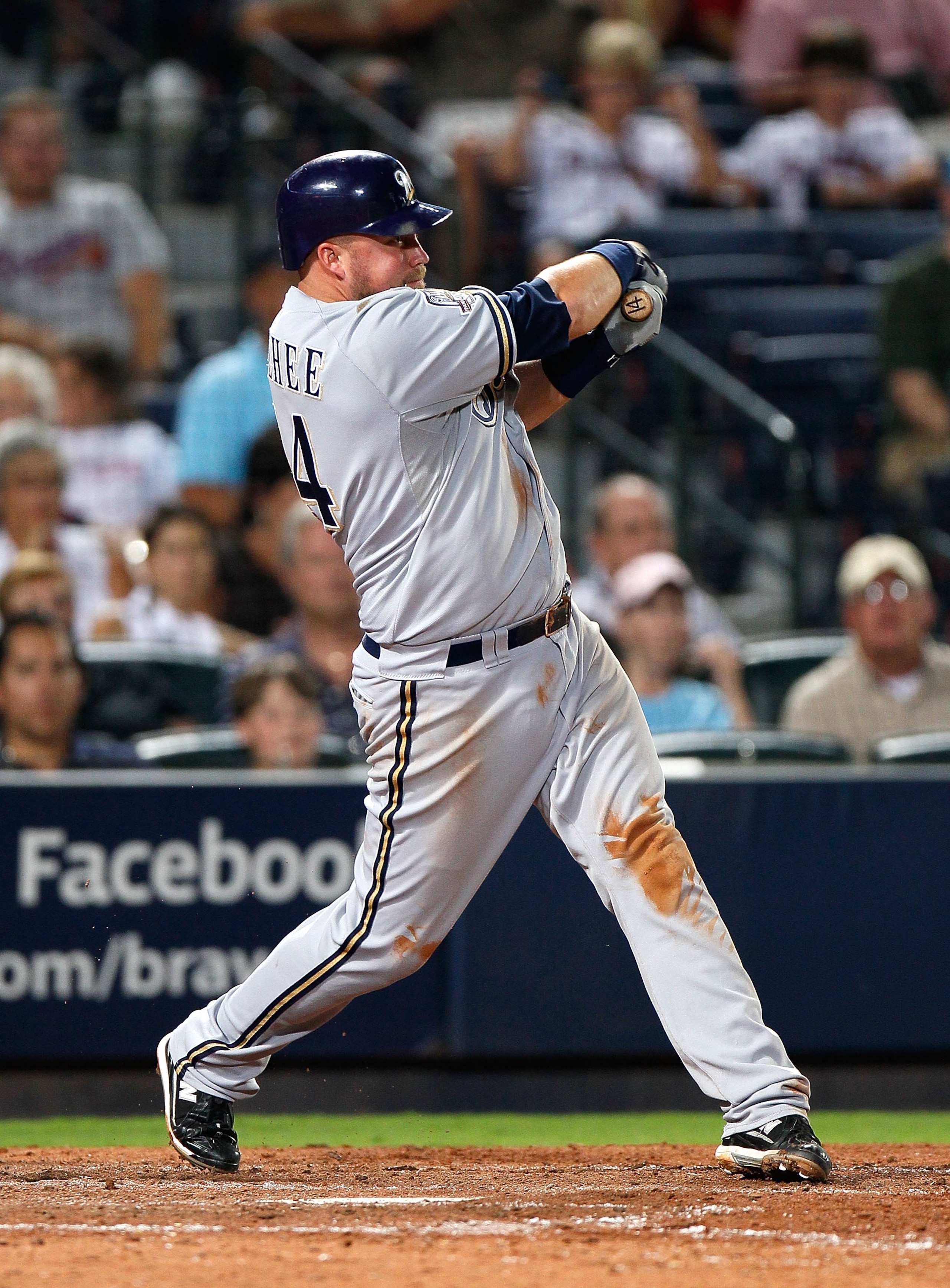 ATLANTA - JULY 15:  Casey McGehee #14 of the Milwaukee Brewers against the Atlanta Braves at Turner Field on July 15, 2010 in Atlanta, Georgia.  (Photo by Kevin C. Cox/Getty Images)