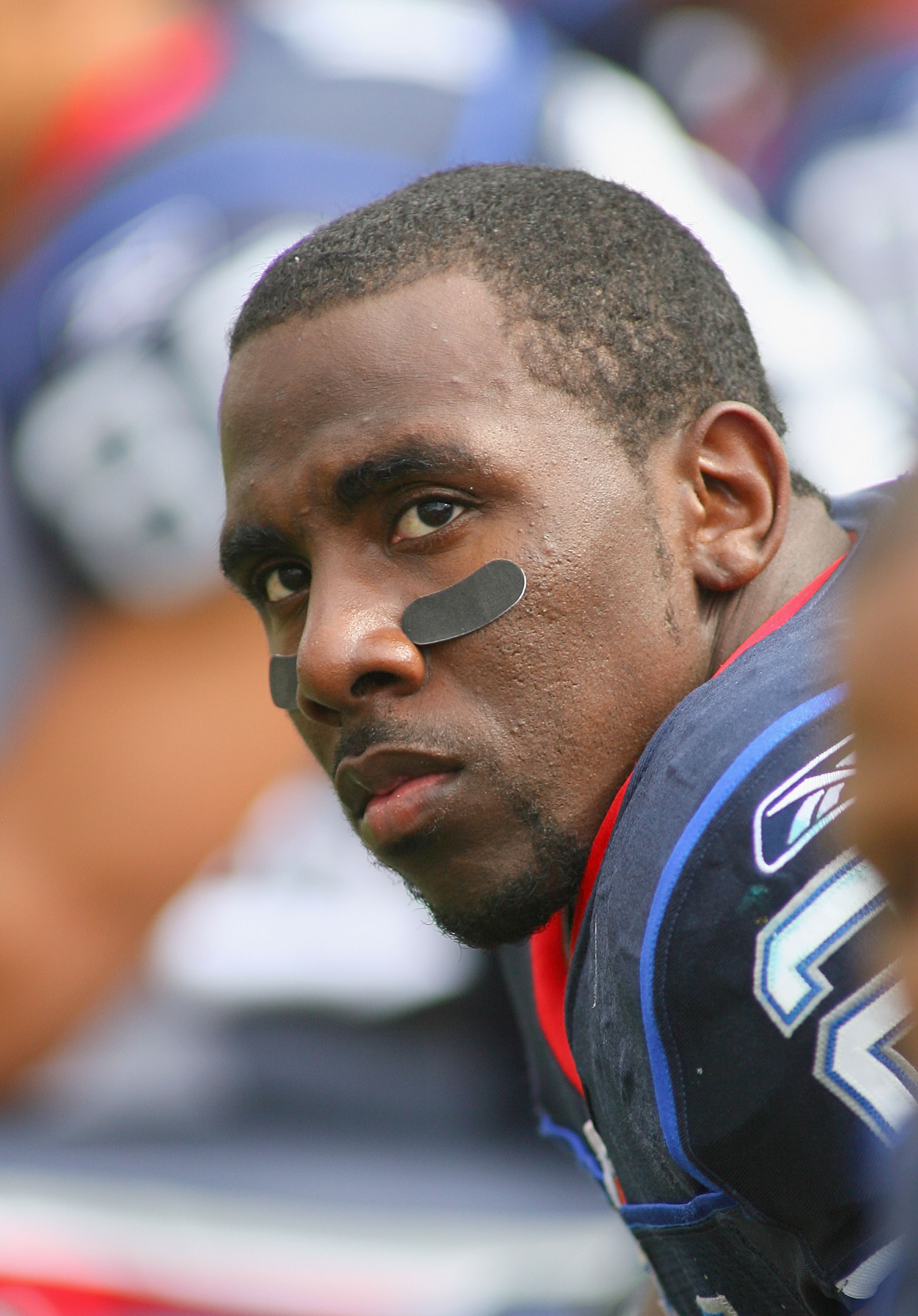 ORCHARD PARK, NY - SEPTEMBER 12:  CJ Spiller #21 of the Buffalo Bills sits on the bench during the NFL season opener the Miami Dolphins  at Ralph Wilson Stadium on September 12, 2010 in Orchard Park, New York. Miami won 15-10.  (Photo by Rick Stewart/Gett